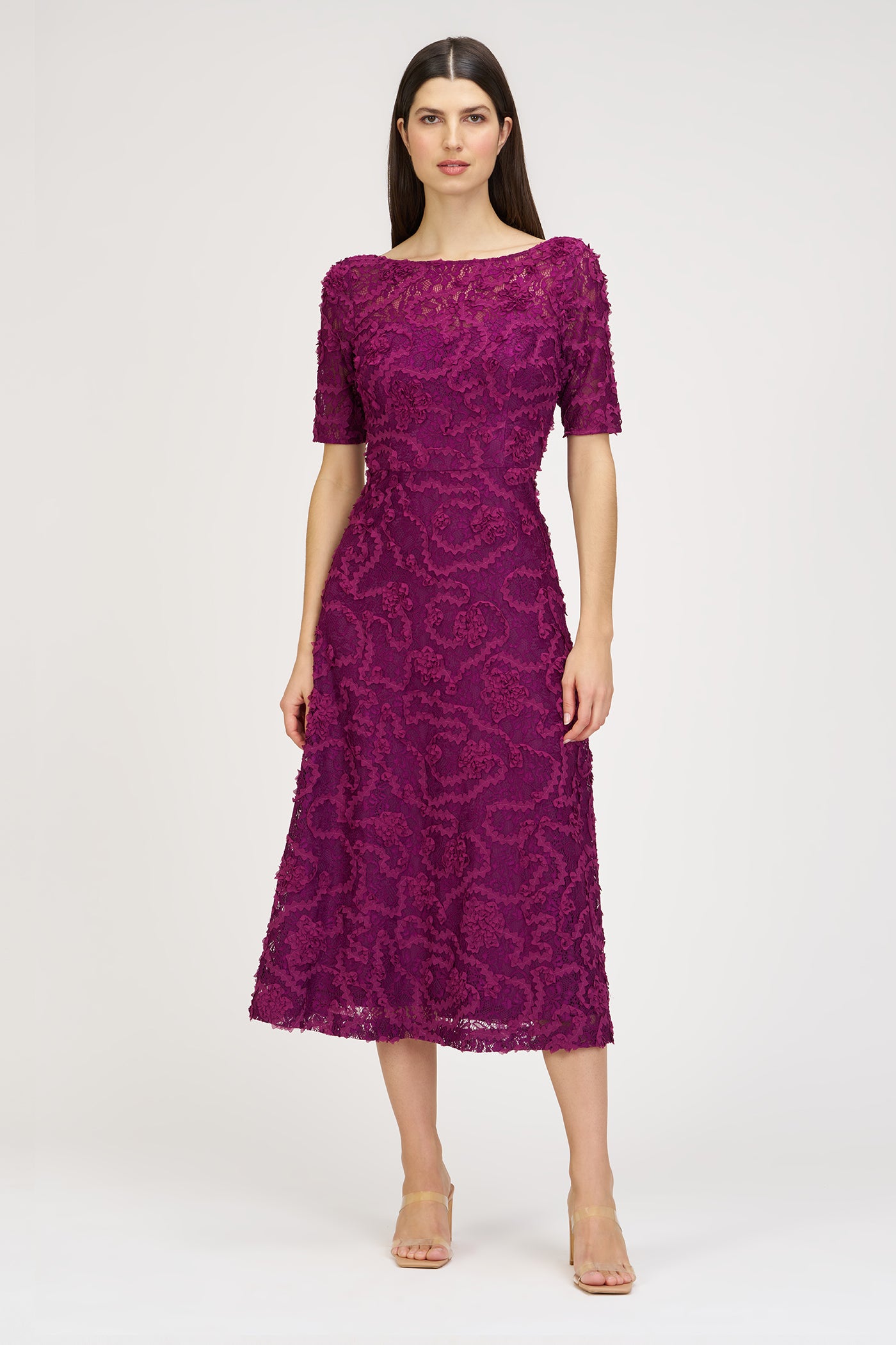 purple lace tea length dress Beautiful Light Purple Lace Tea Length Bridesmaid Dress, Short Prom Dress