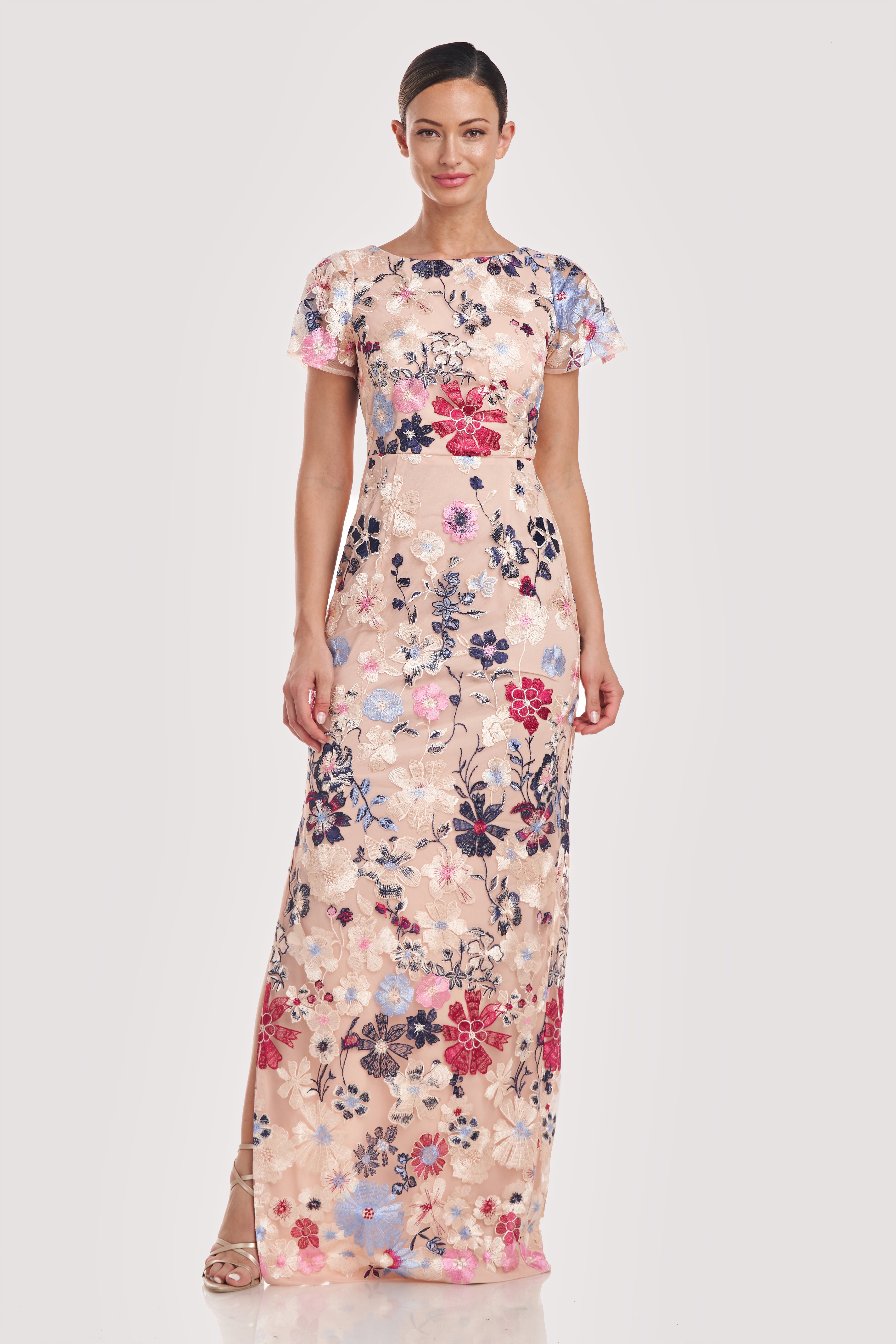 Pink Js Collections Formal Gowns JS Collections Women's Pink Embroidered Sequin Mesh Gown Dress Pink Js Collections Formal Gowns JS Collections Women's Pink Embroidered Sequin Mesh Gown Dress