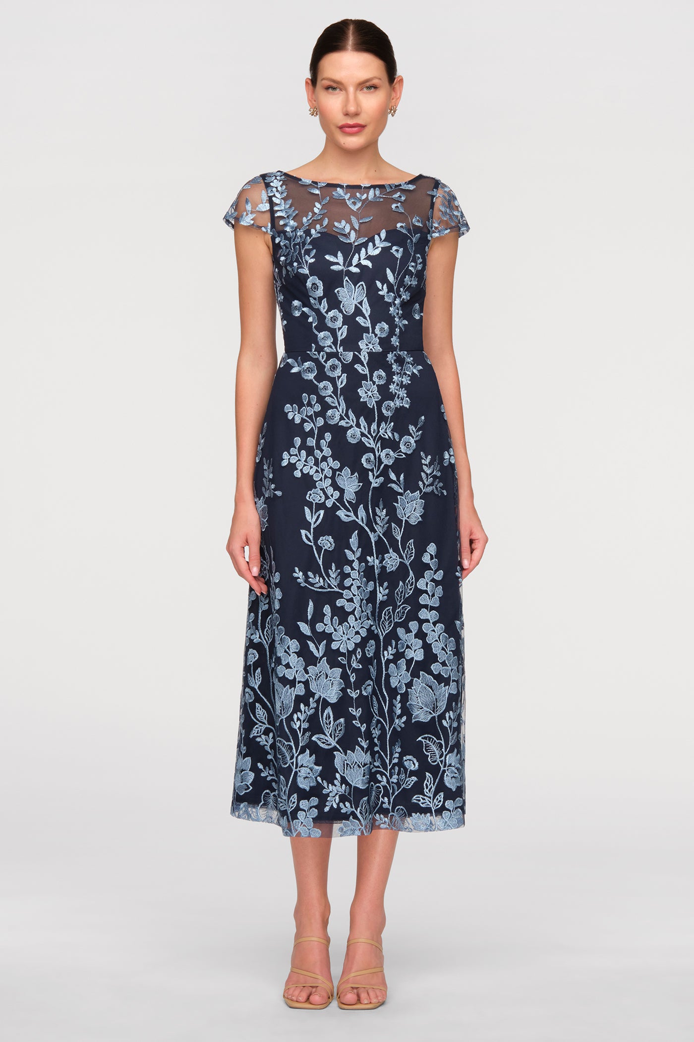 Meredith Tea Length Dress - 18 / Navy & Sky Meredith Tea Length Dress - 18 / Navy & Sky