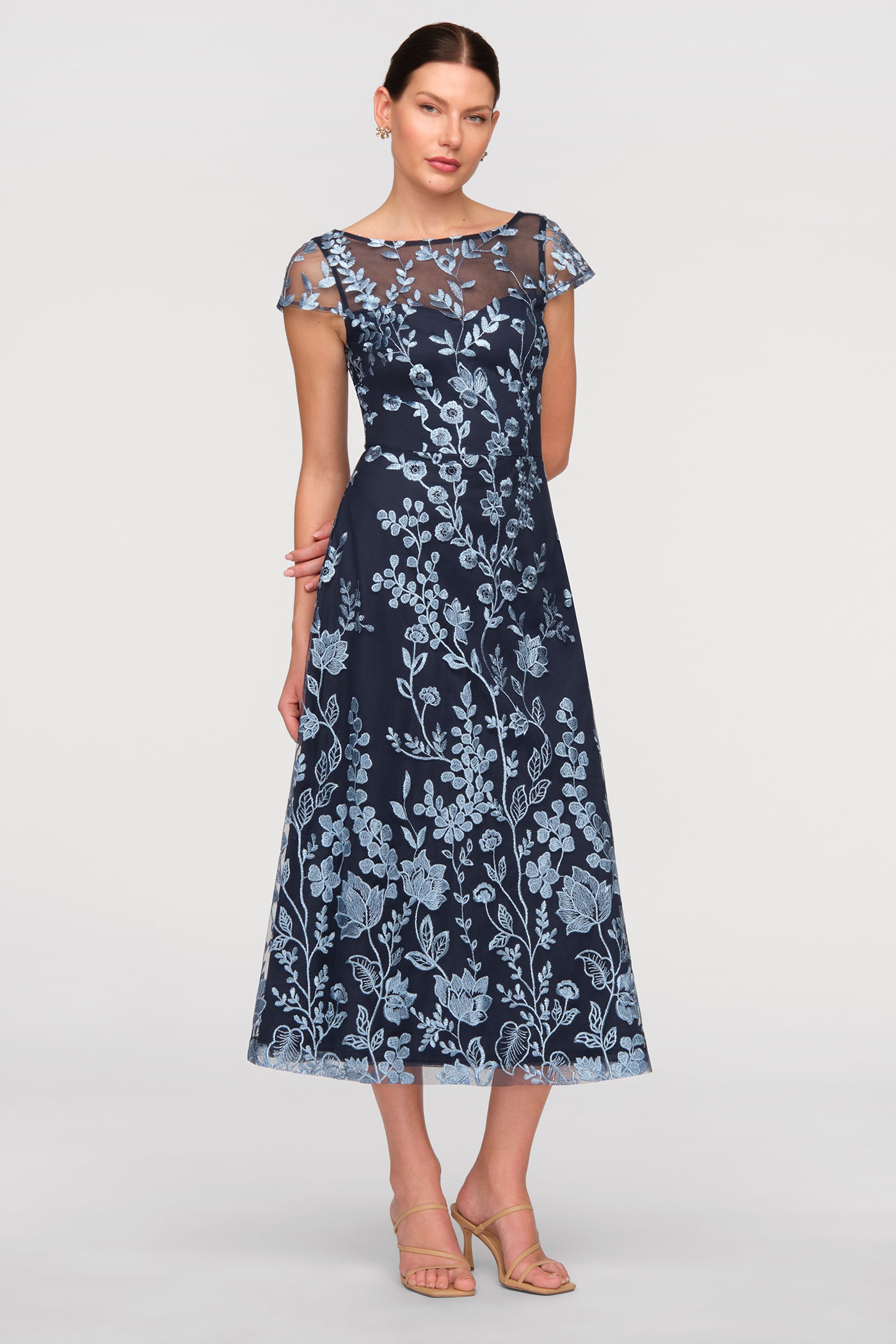 Meredith Tea Length Dress - 18 / Navy & Sky Meredith Tea Length Dress - 18 / Navy & Sky