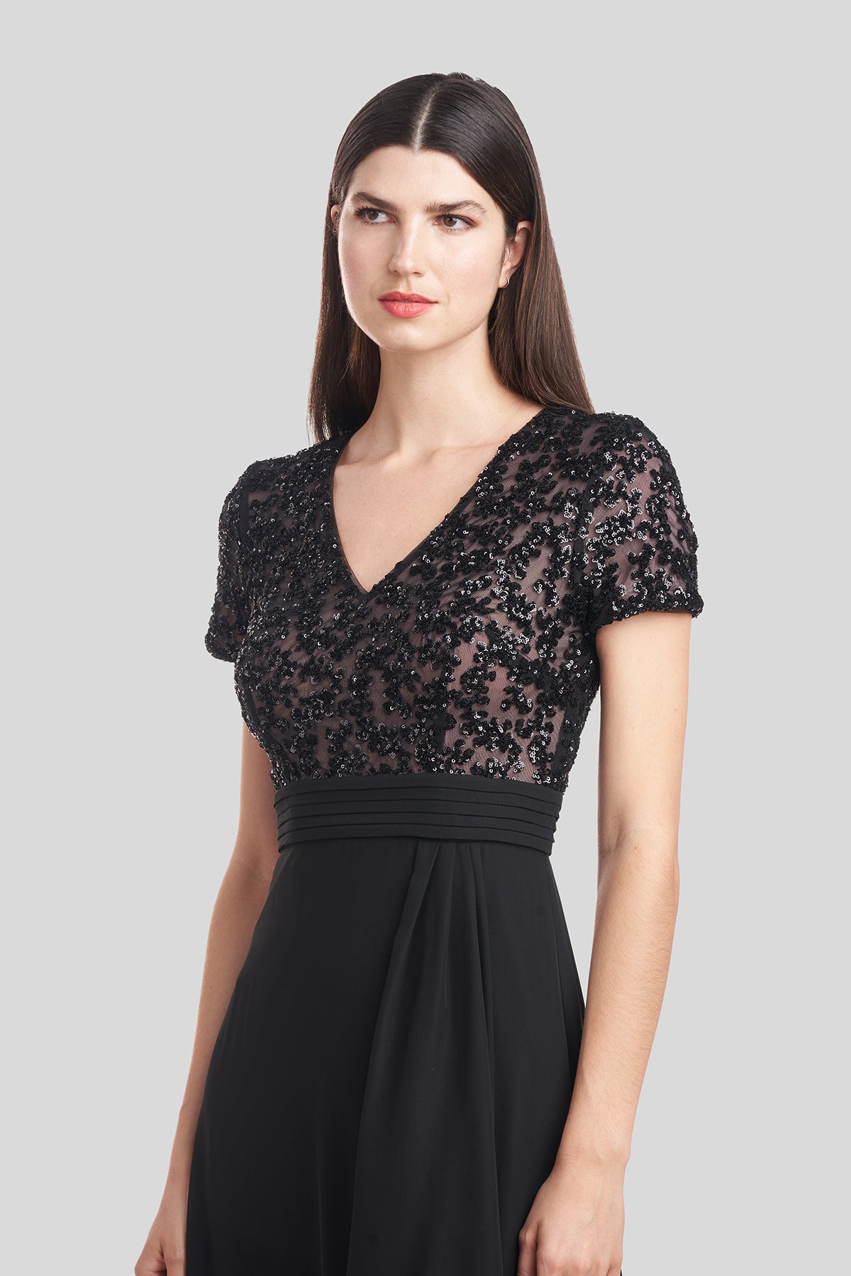 Eliana Mixed Fabric Gown - 16 / Blk/Blush Eliana Mixed Fabric Gown - 16 / Blk/Blush