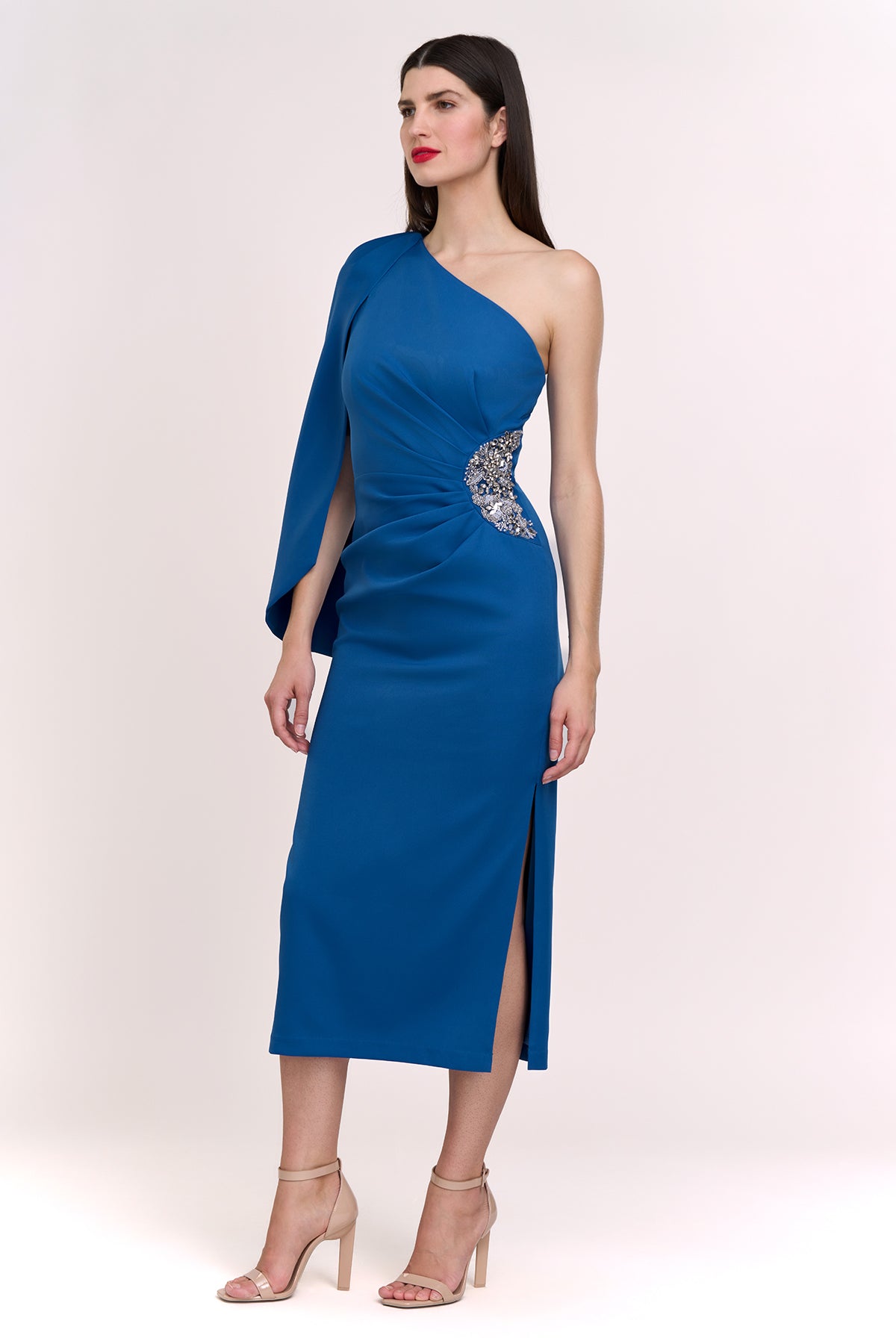 Amelie Cape Sleeve Cocktail - 10 / French Blue Amelie Cape Sleeve Cocktail - 10 / French Blue