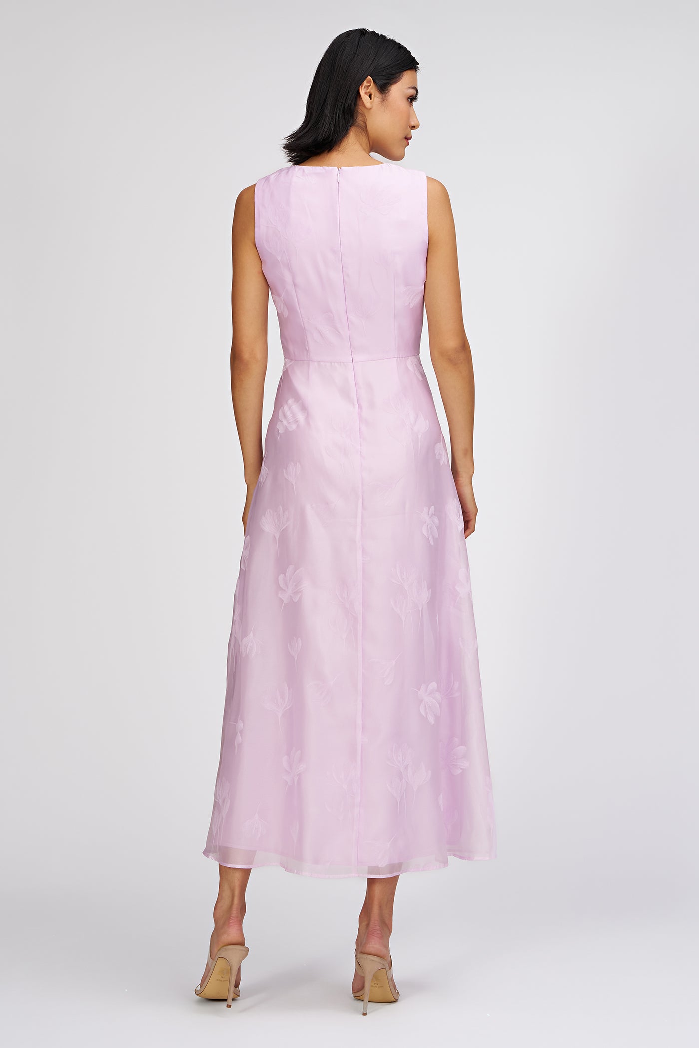 Geneva Cascade Tea Length Dress - 6 / Pale Lilac Geneva Cascade Tea Length Dress - 6 / Pale Lilac