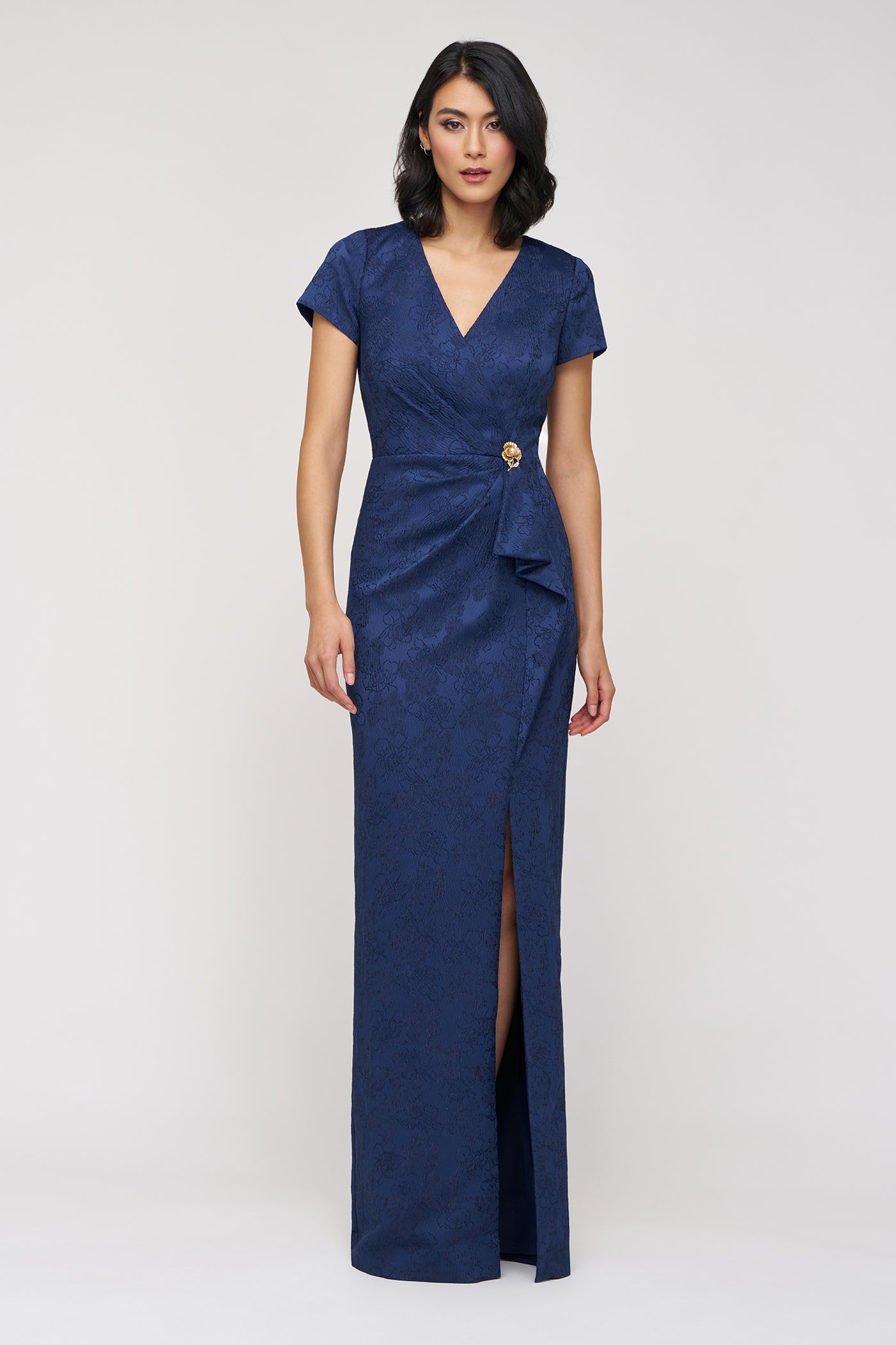 Aidy Faux Wrap Gown - 2 / Navy Aidy Faux Wrap Gown - 2 / Navy