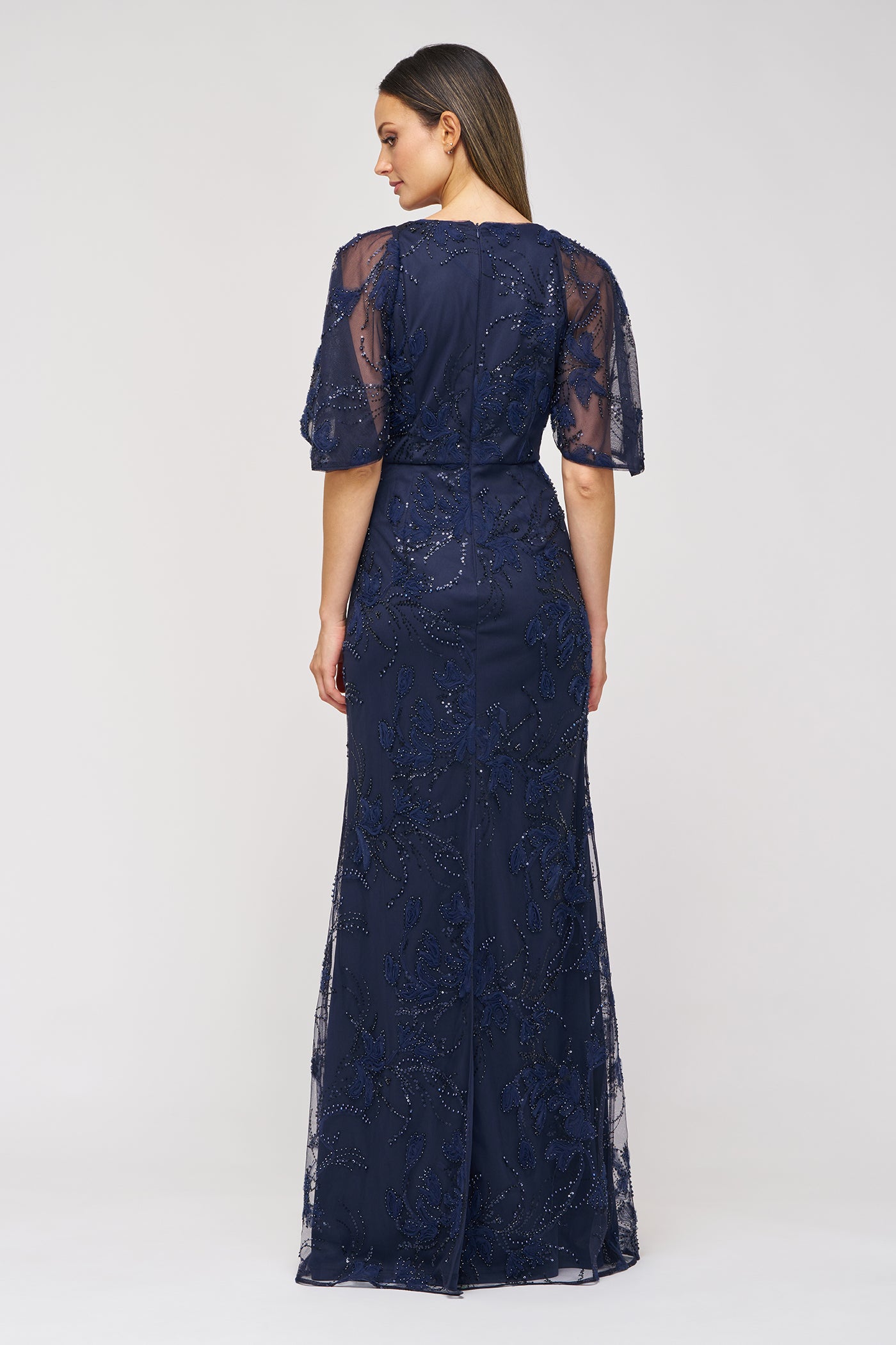 Alex Cape Sleeve Gown - 4 / Navy Alex Cape Sleeve Gown - 4 / Navy