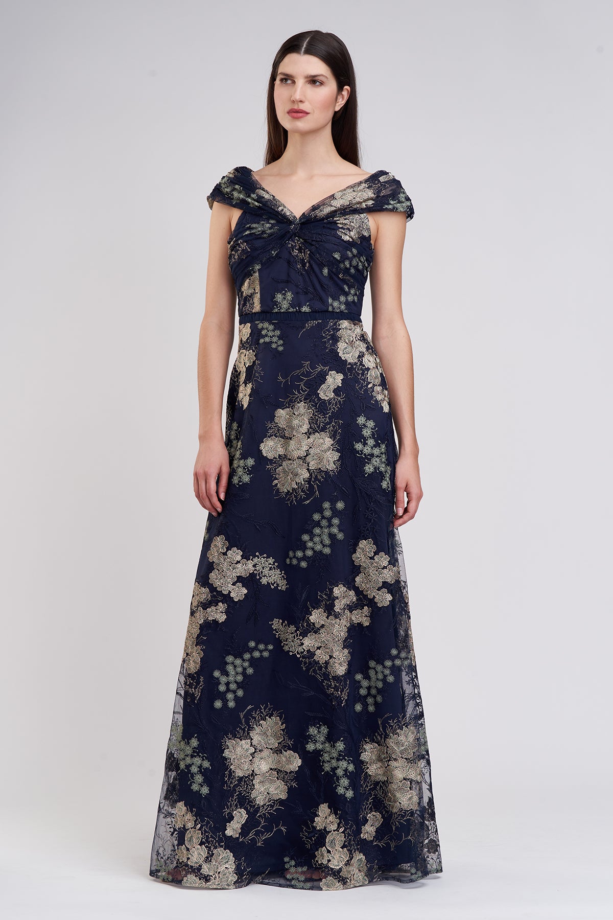 Camilla Twist A-Line Gown - 6 / Navy Jade Camilla Twist A-Line Gown - 6 / Navy Jade