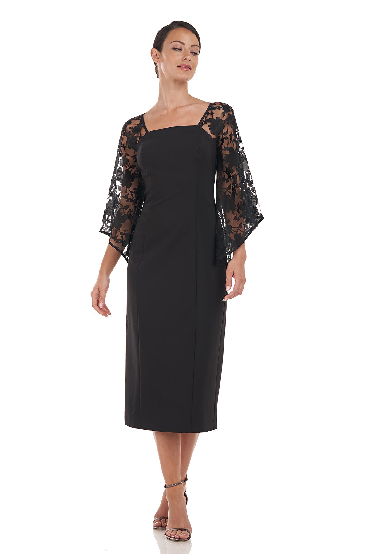 Stretch Crepe Midi Dress Js Collections Vivian Square Neck Midi