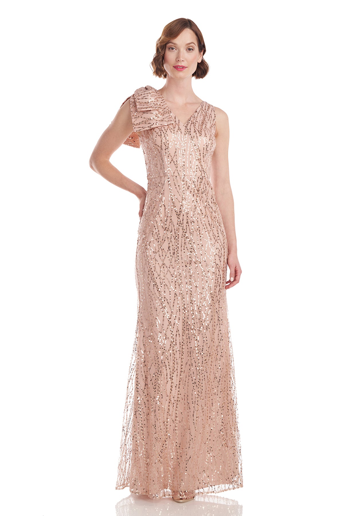 Kloe asymmetric dress in gold outlet shimmer