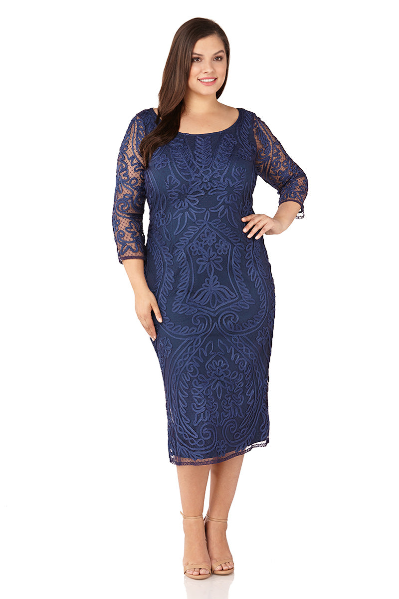 soutache embroidered dress Allison & Kelly Halter V-Neck Floral Soutache Embroidered Dress