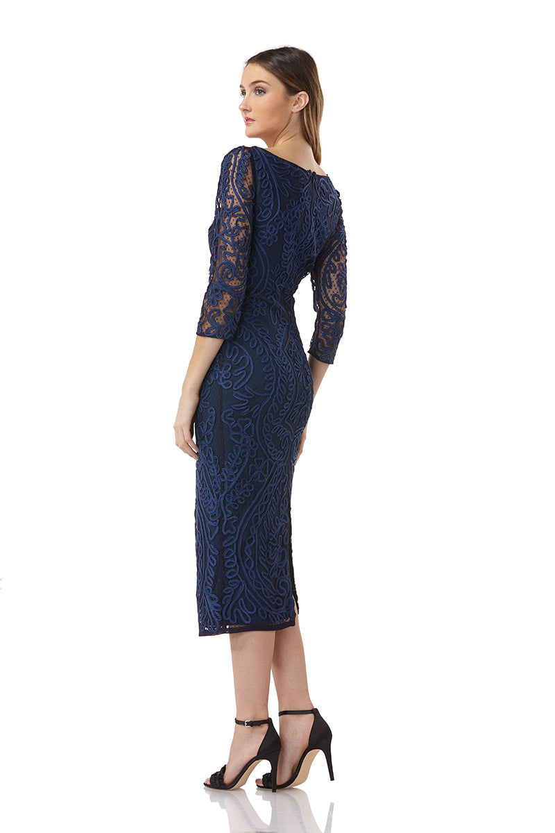 Scoop Neck Soutache Embroidered Cocktail Dress