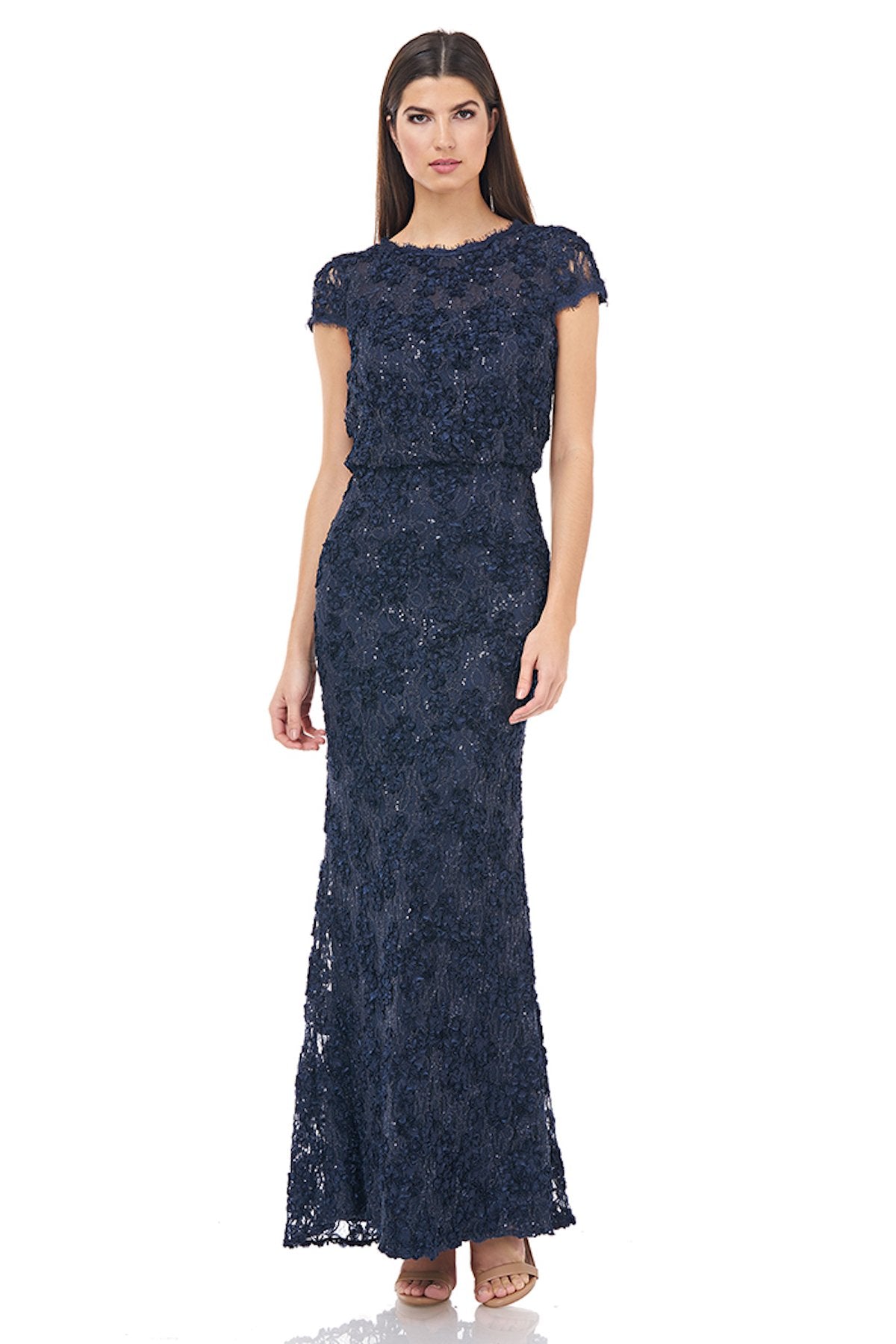 Sequin Lace Blouson Gown