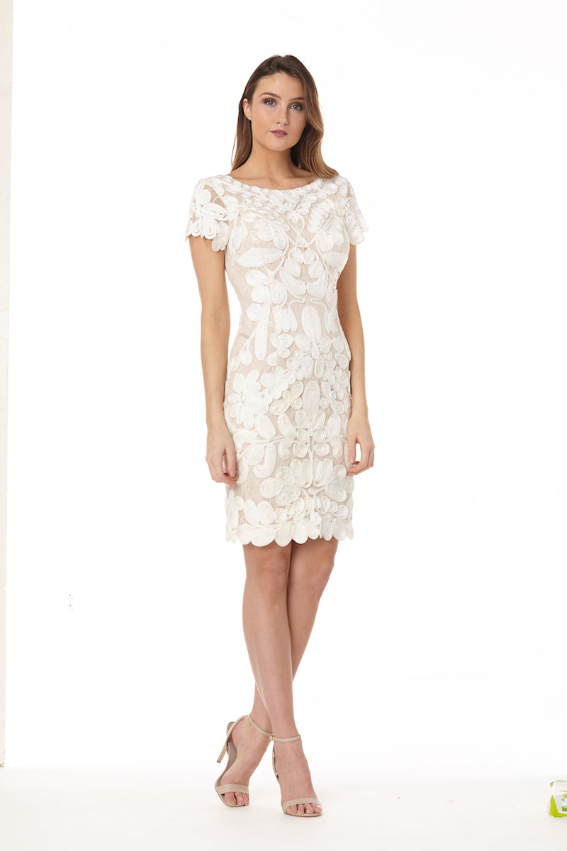 Embroidered On Lace Cocktail Dress
