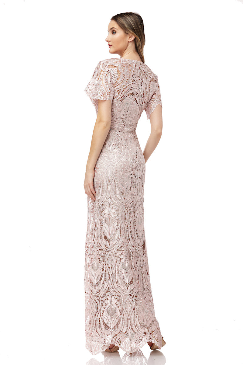 Js collections illusion lace gown hotsell