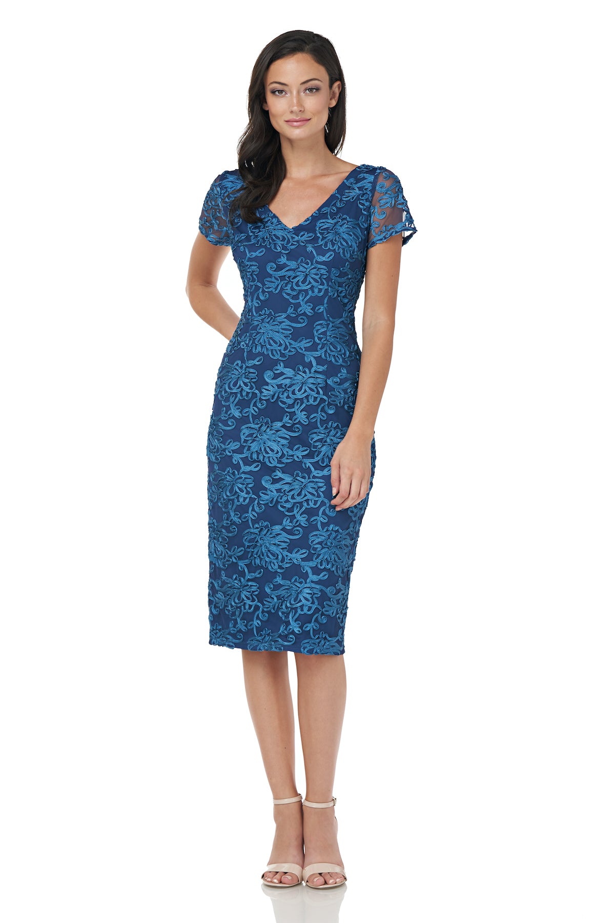 V-Neck Soutache Cocktail Dress – JS Collections