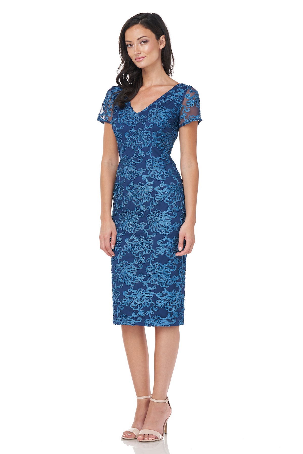 V-Neck Soutache Cocktail Dress – JS Collections