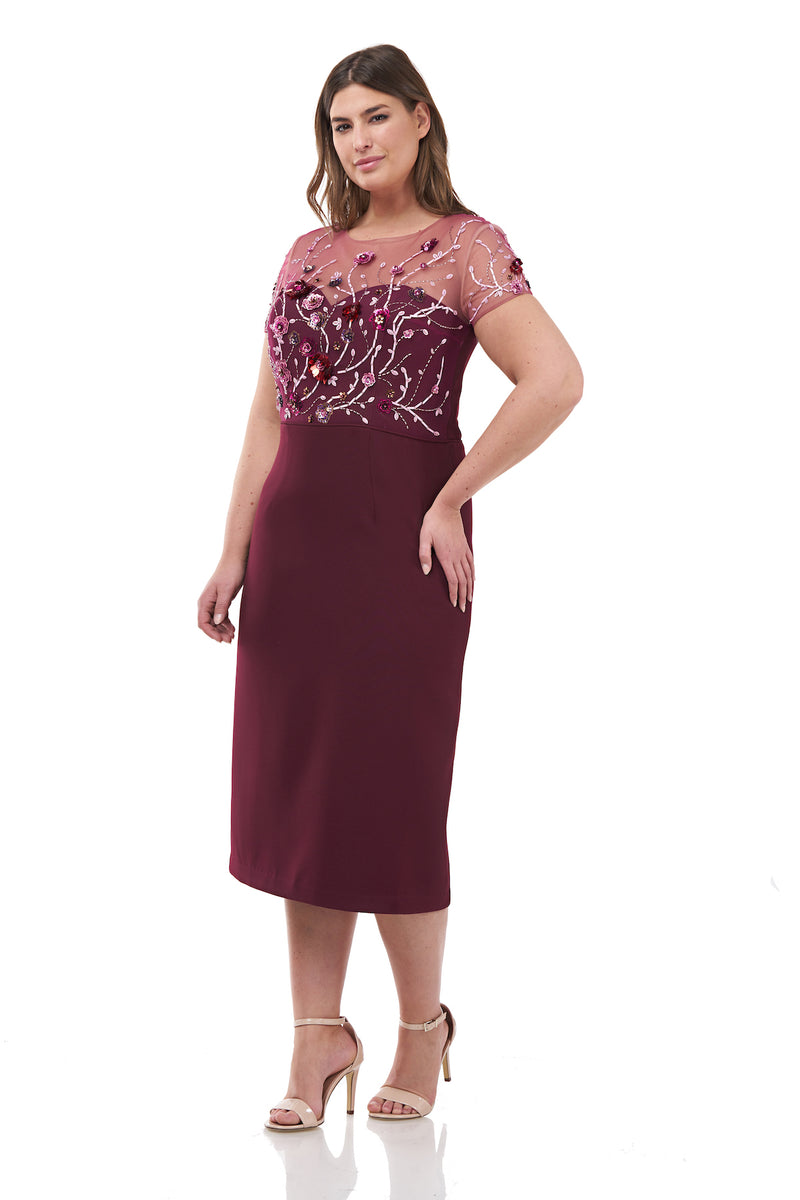 Crepe Beaded Midi Dress Curve – JS Collections