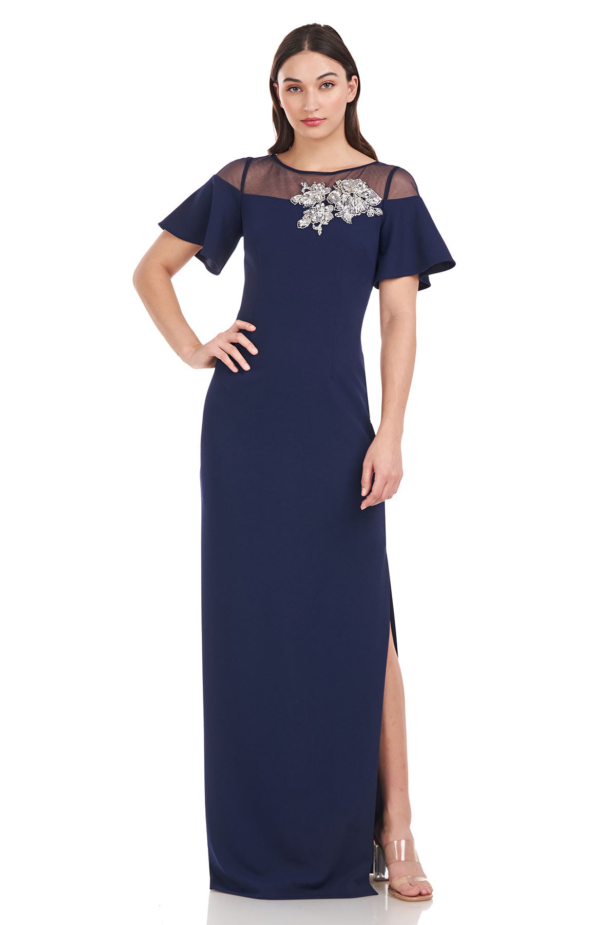 JS Collections Fleur Beaded Column Gown Dress Sz 14 $278 navy blue *1194 | eBay JS Collections Fleur Beaded Column Gown Dress Sz 14 $278 navy blue *1194 | eBay