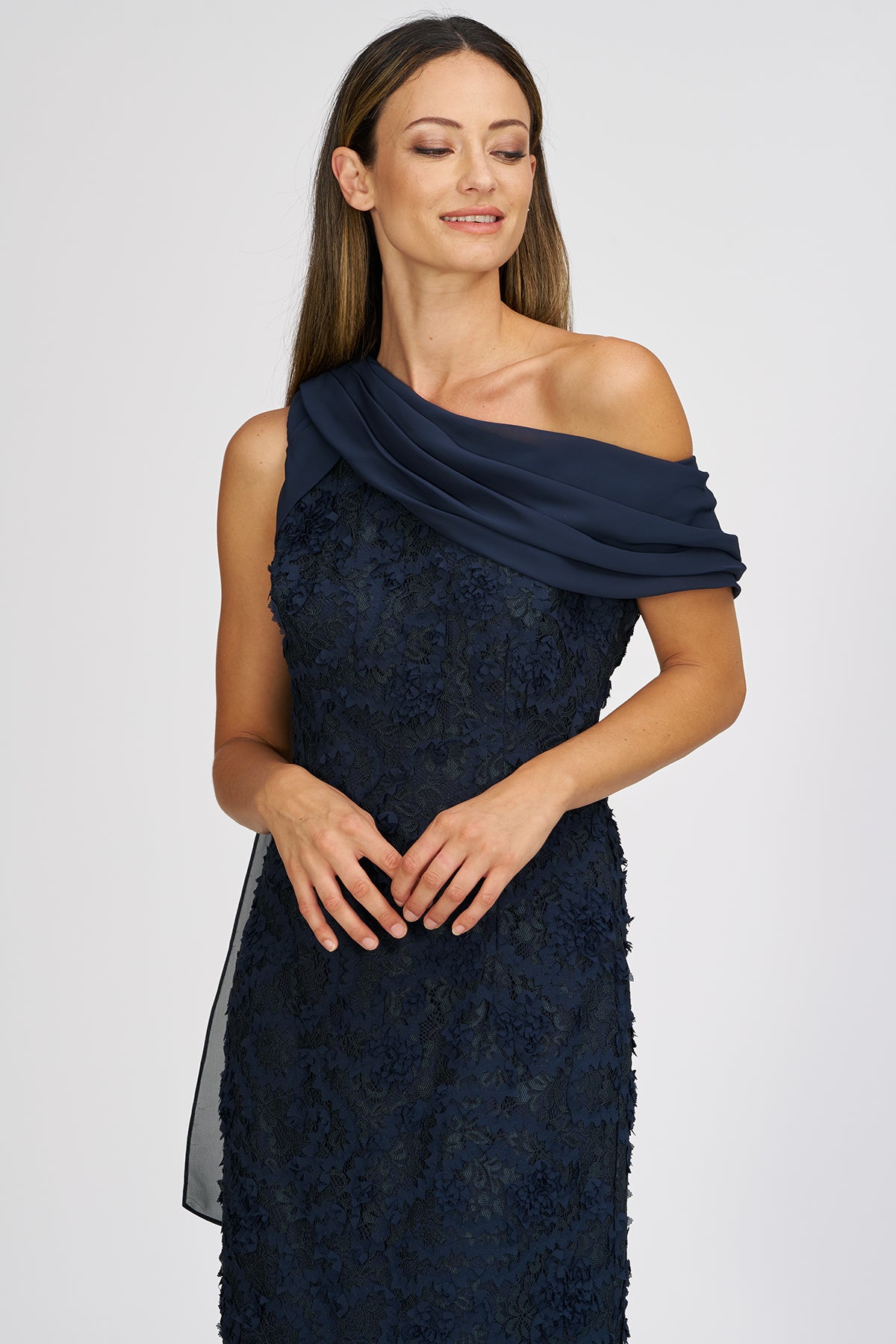 Elodie Neck Drape Gown - 14 / Navy Elodie Neck Drape Gown - 14 / Navy