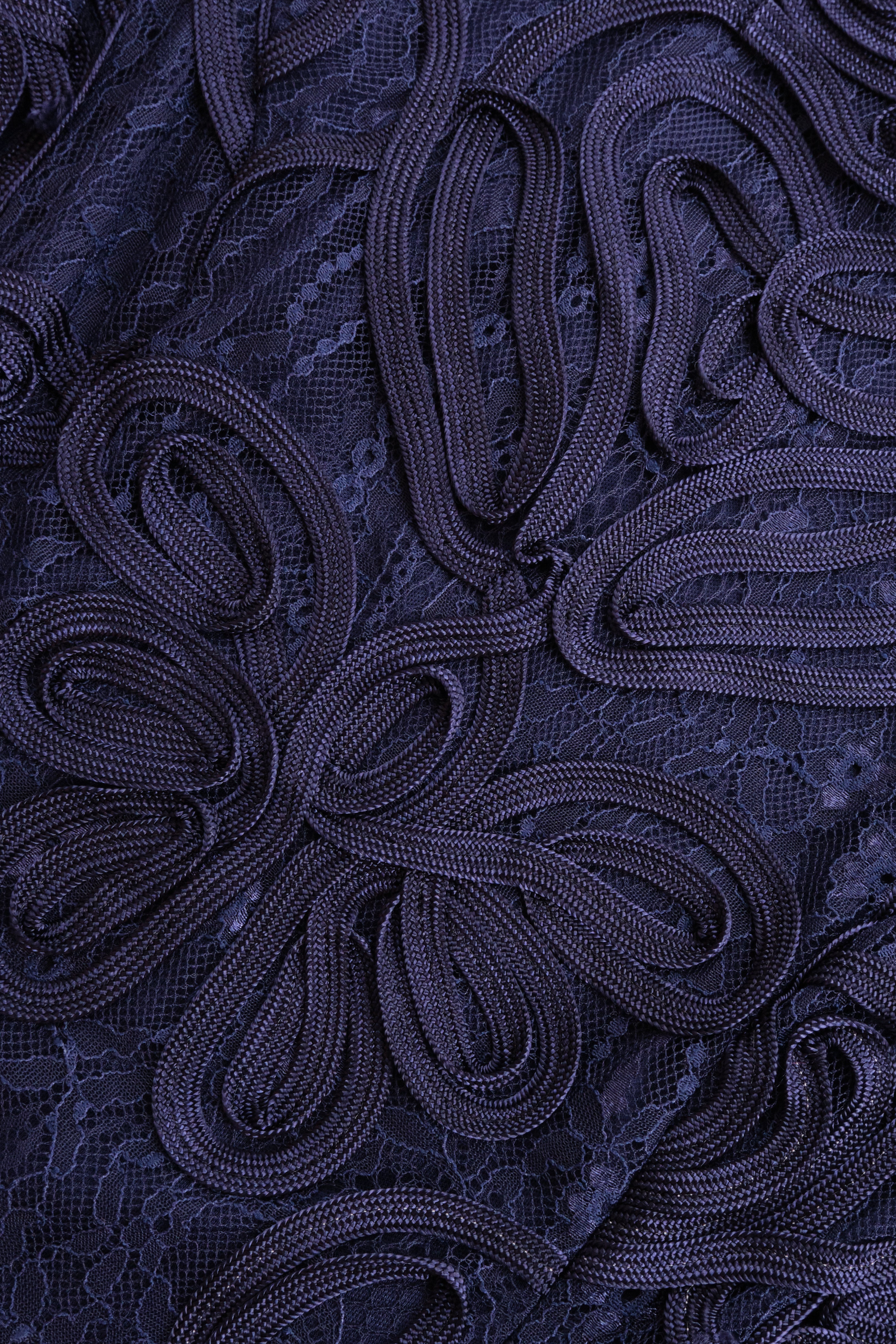 Meli Soutache Tea Length Dress - 2 / Navy Meli Soutache Tea Length Dress - 2 / Navy