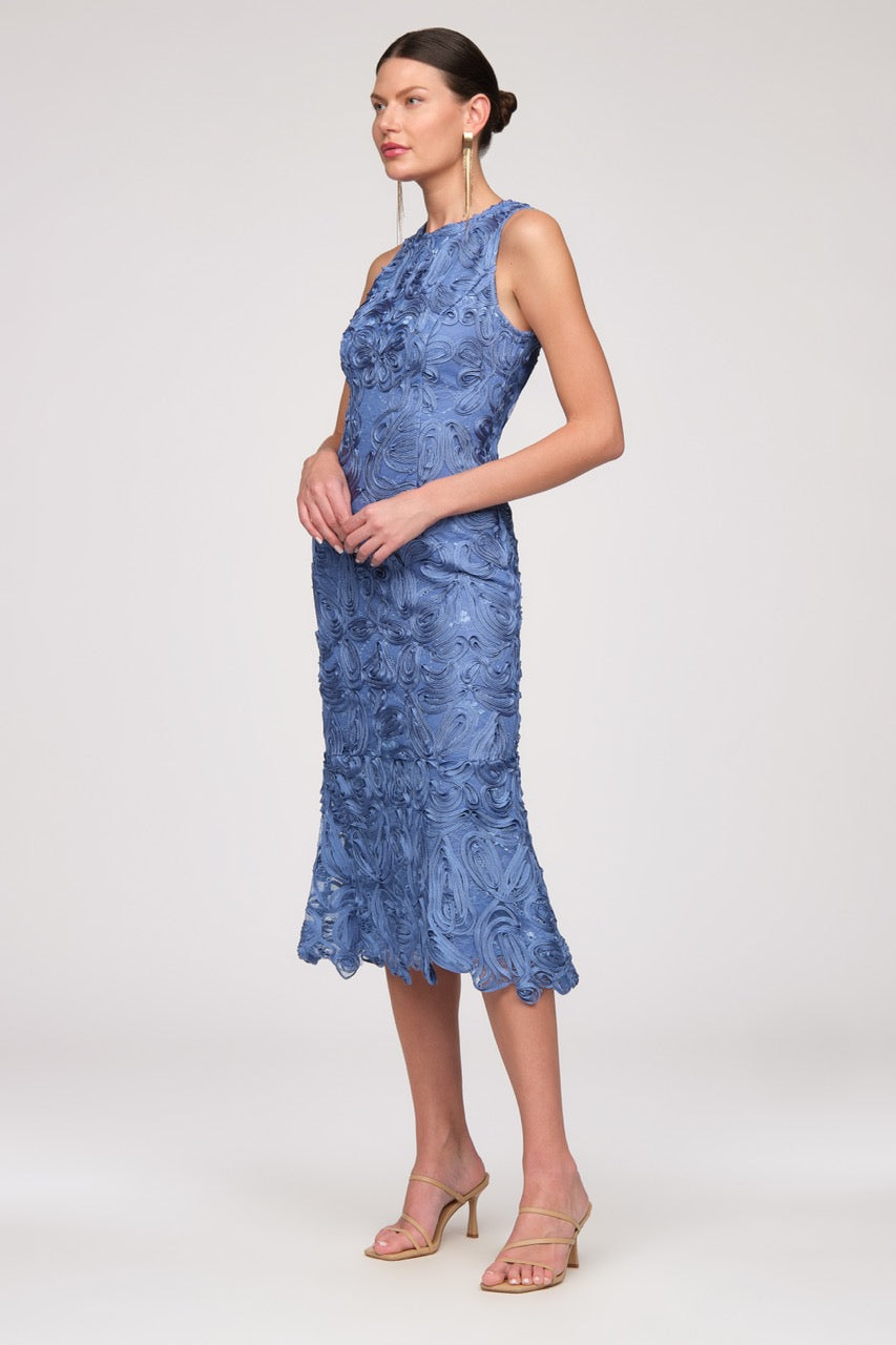 Meli Soutache Tea Length Dress