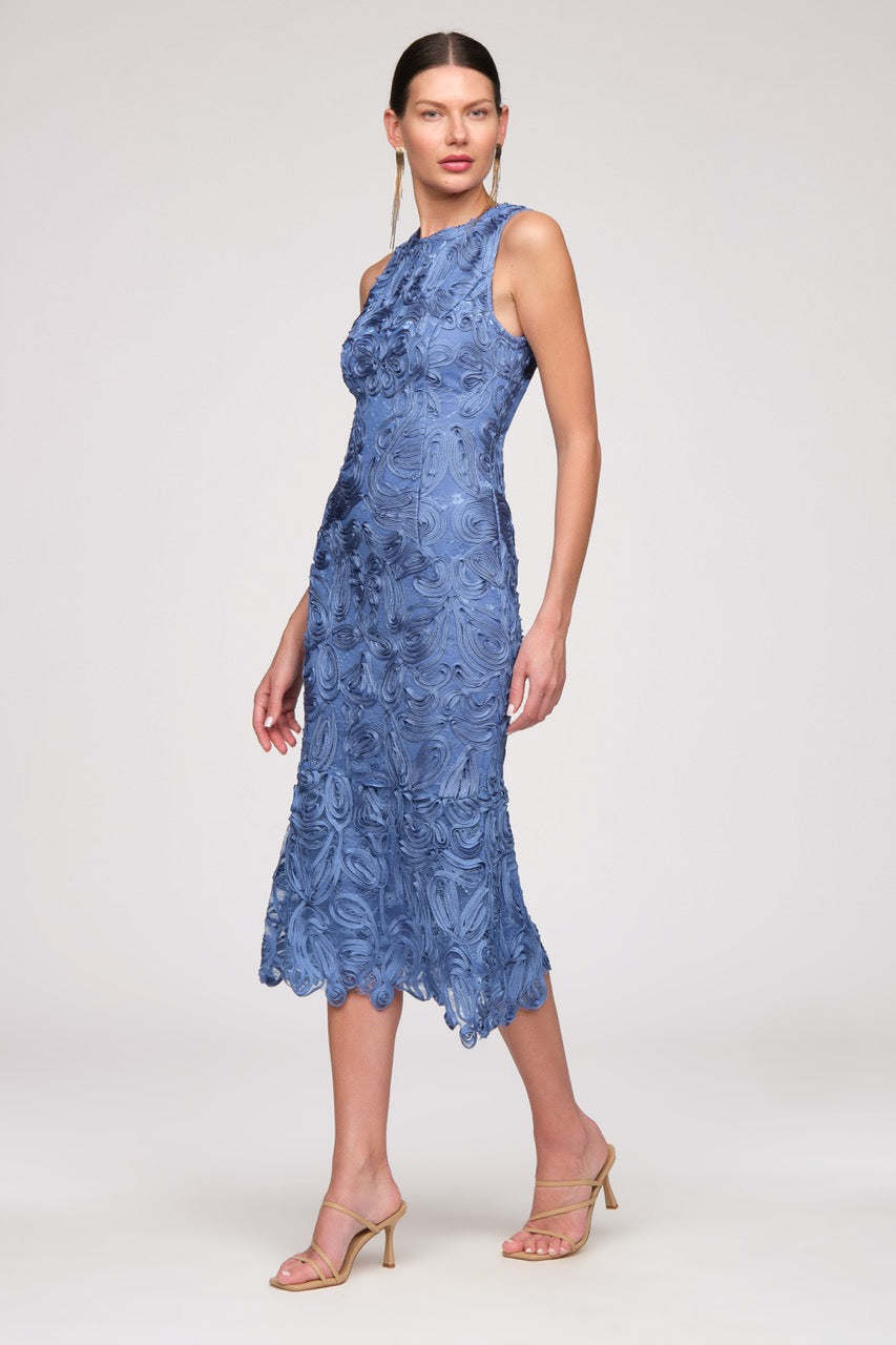 Meli Soutache Tea Length Dress