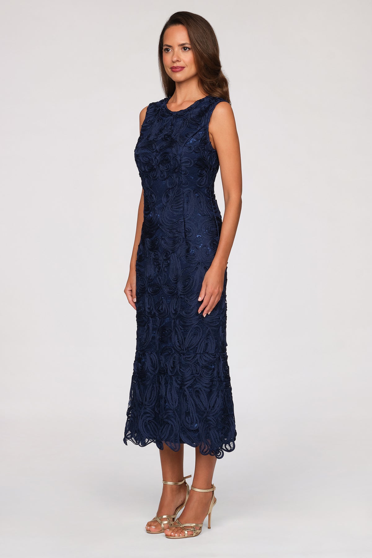 Meli Soutache Tea Length Dress