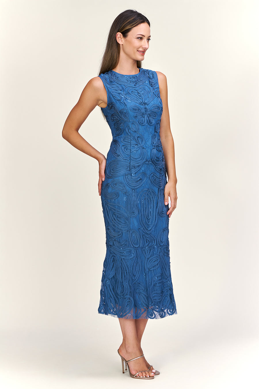 Meli Soutache Tea Length Dress