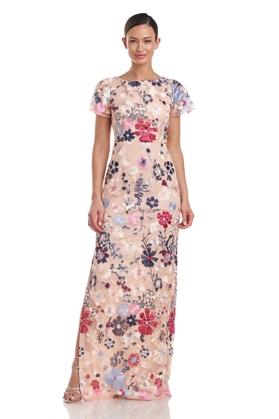 Magnolia Pleat-Sleeve Gown