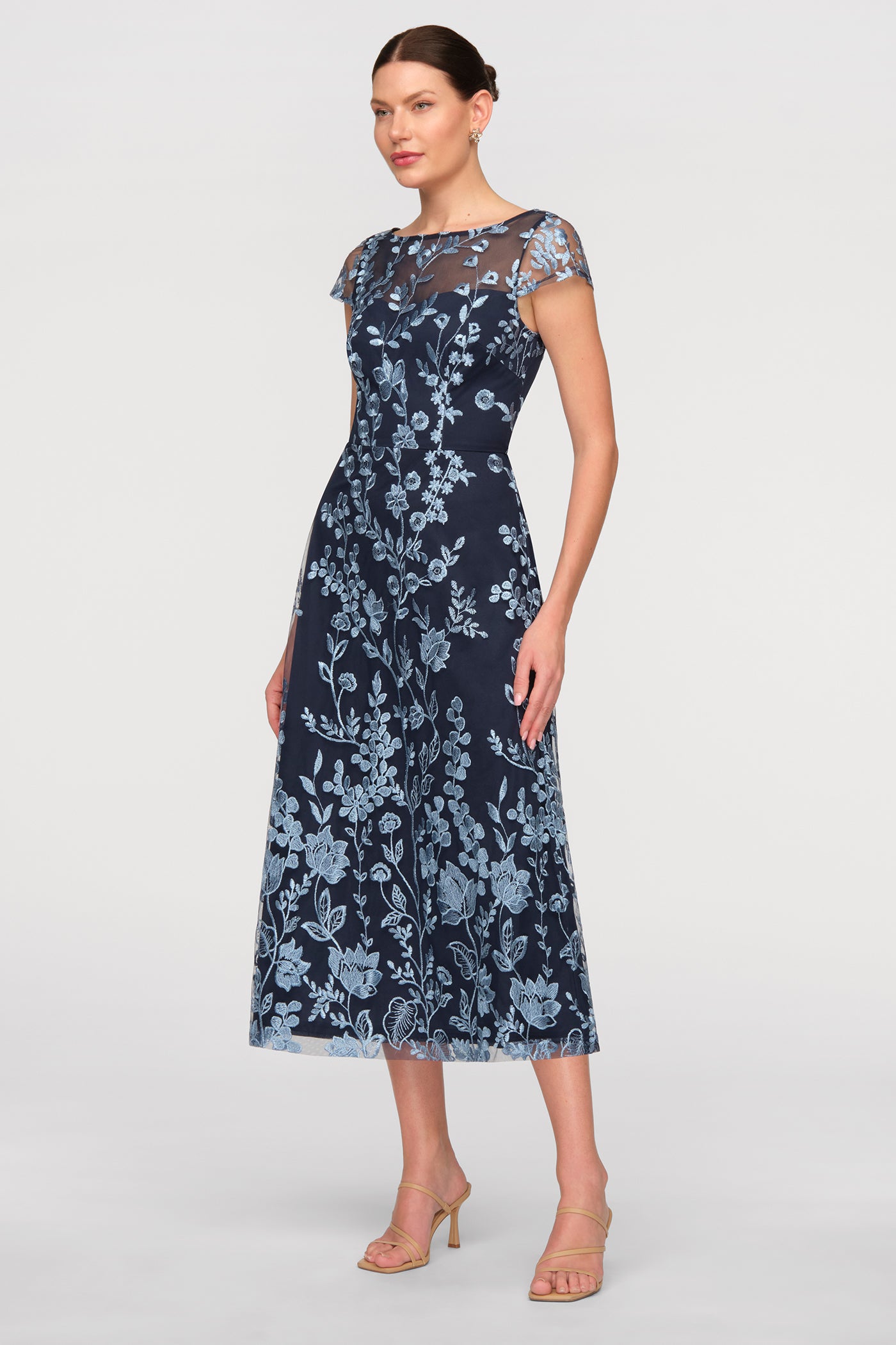 Meredith Tea Length Dress - 18 / Navy & Sky Meredith Tea Length Dress - 18 / Navy & Sky