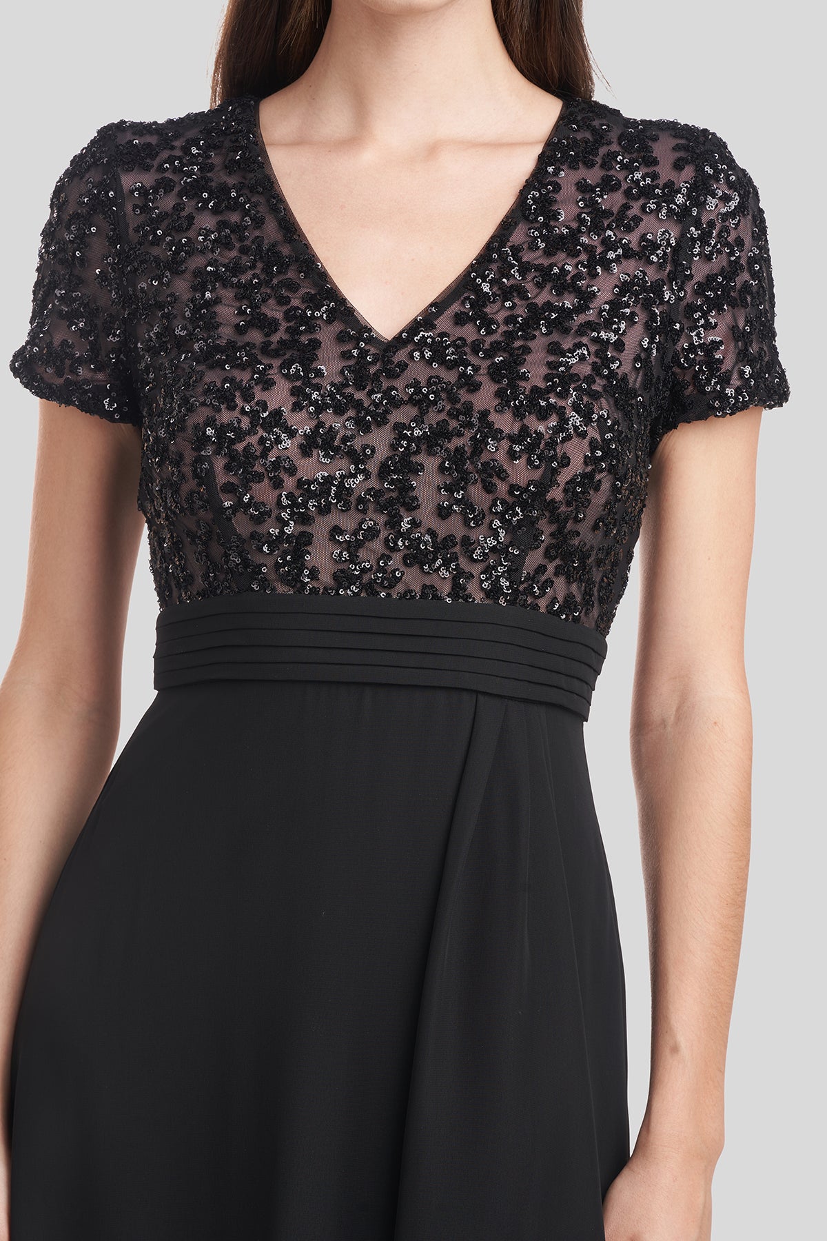 Eliana Mixed Fabric Gown