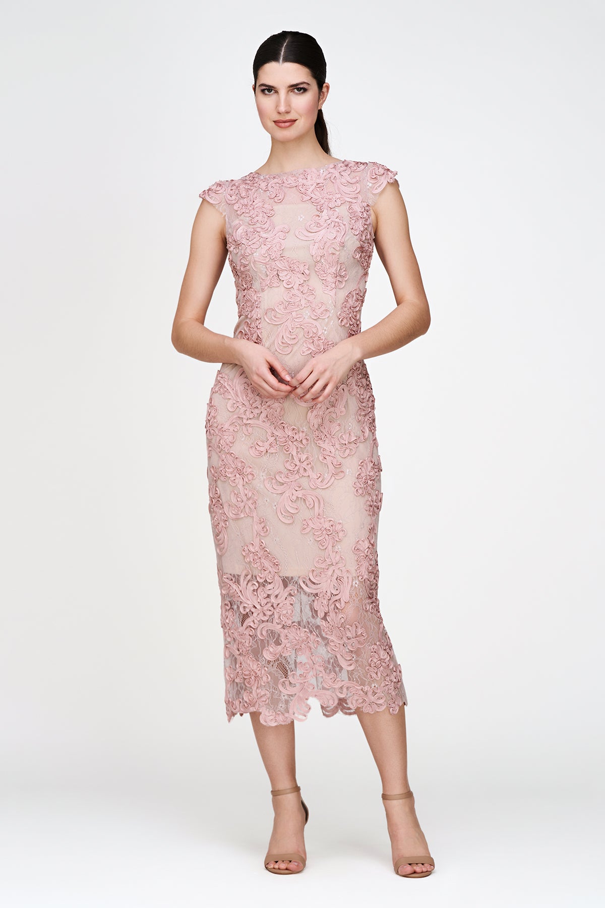 New JS Collections embroidered floral purchases midi dress