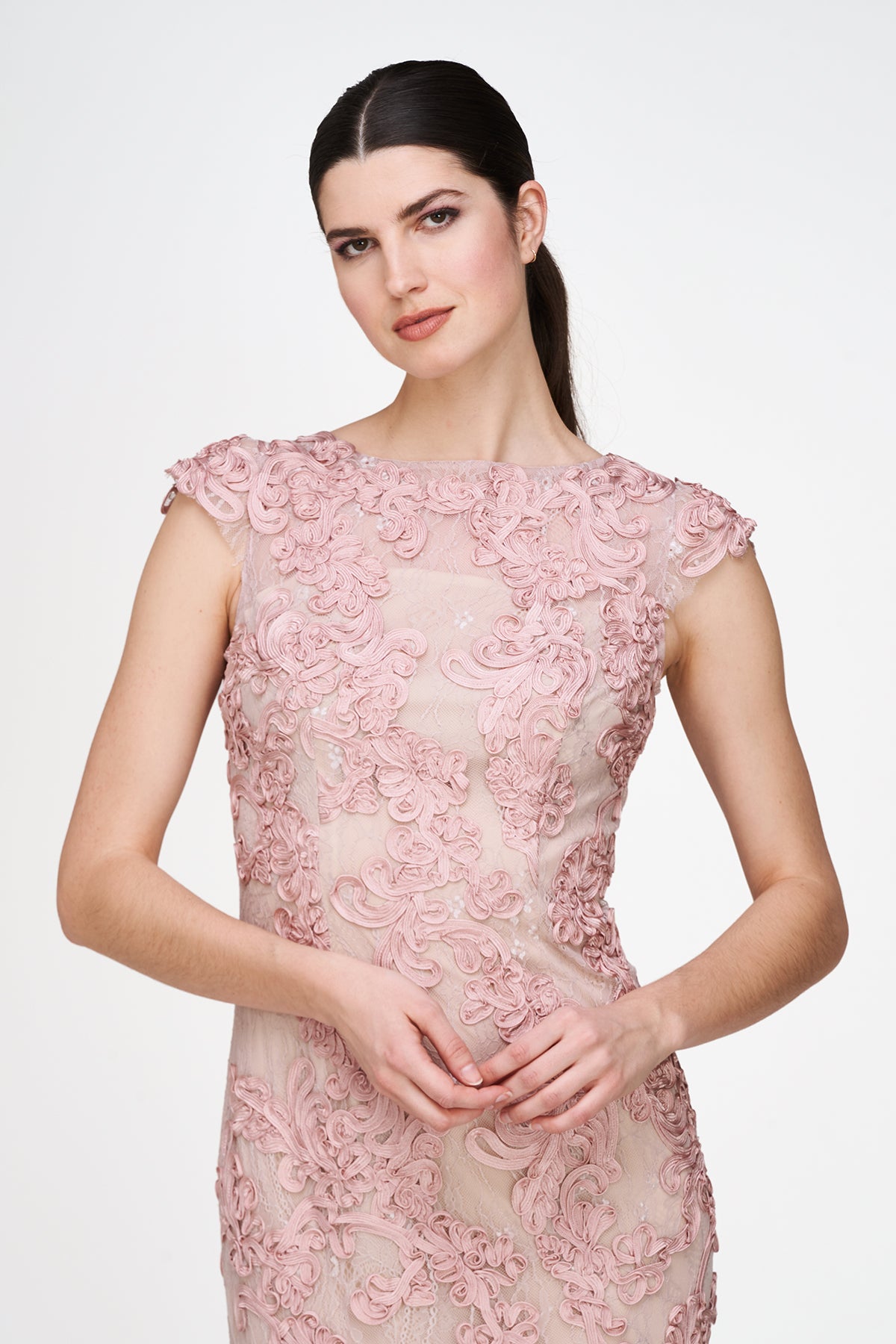 Elexis Soutache Tea Dress - 16 / Sand/ Blush Elexis Soutache Tea Dress - 16 / Sand/ Blush
