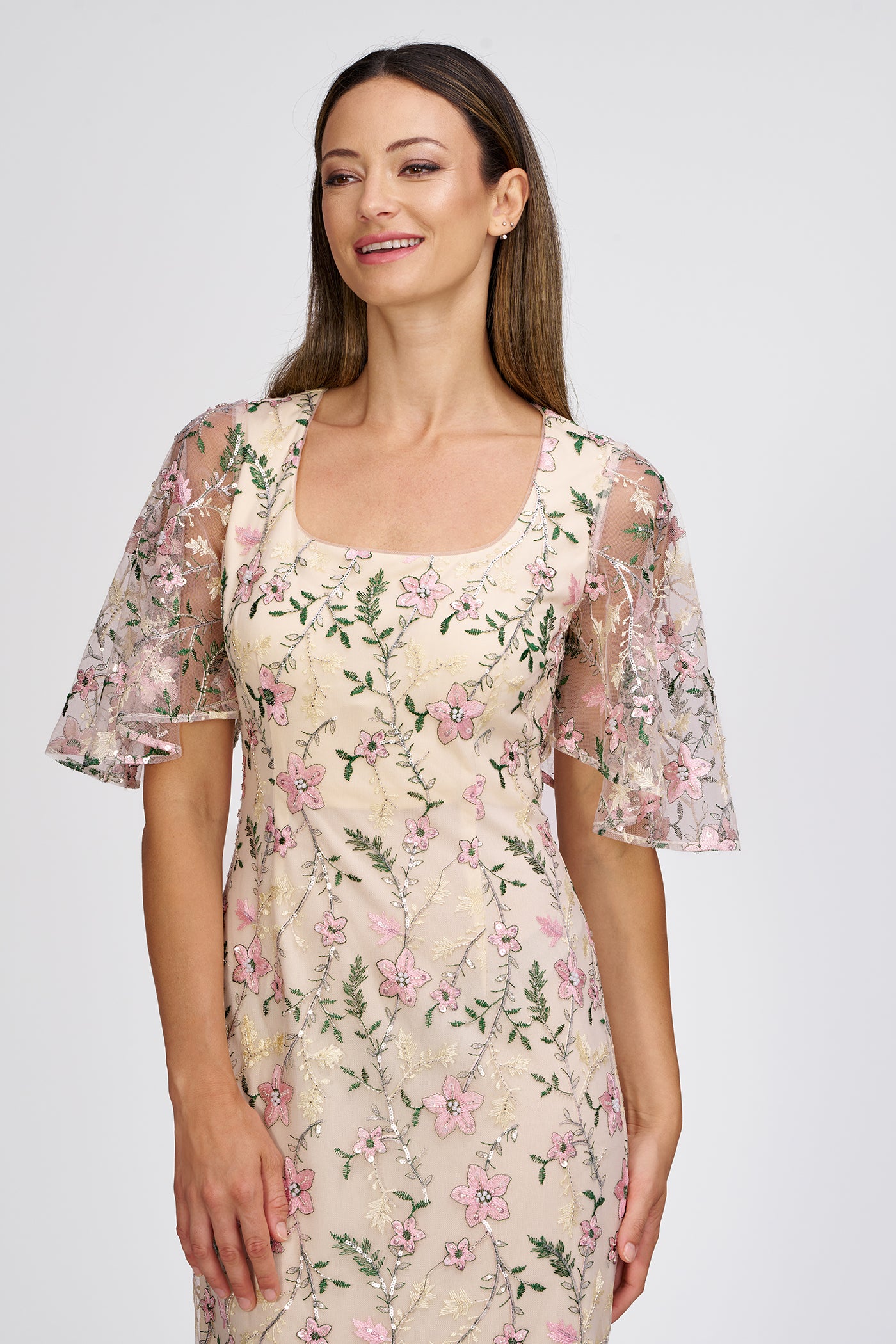 Hannah Flutter Sleeve Gown – JS Collections