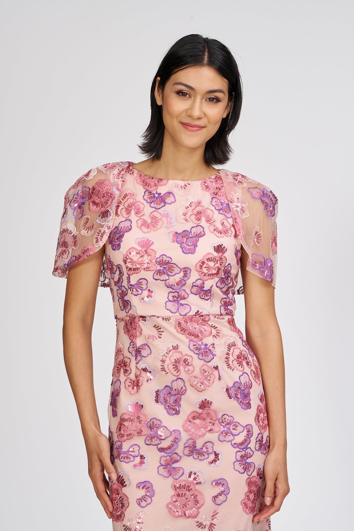 Teigen Capelet Sleeve Gown