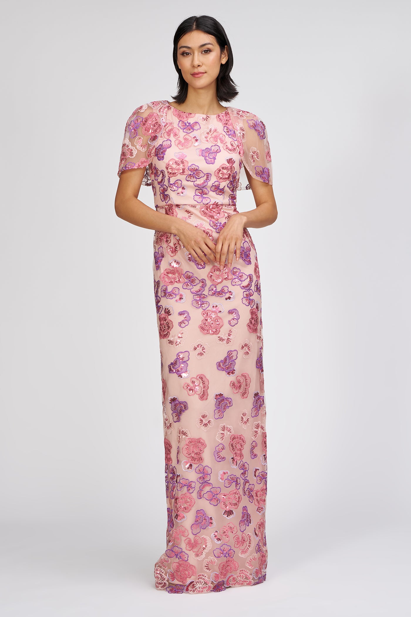 Teigen Capelet Sleeve Gown