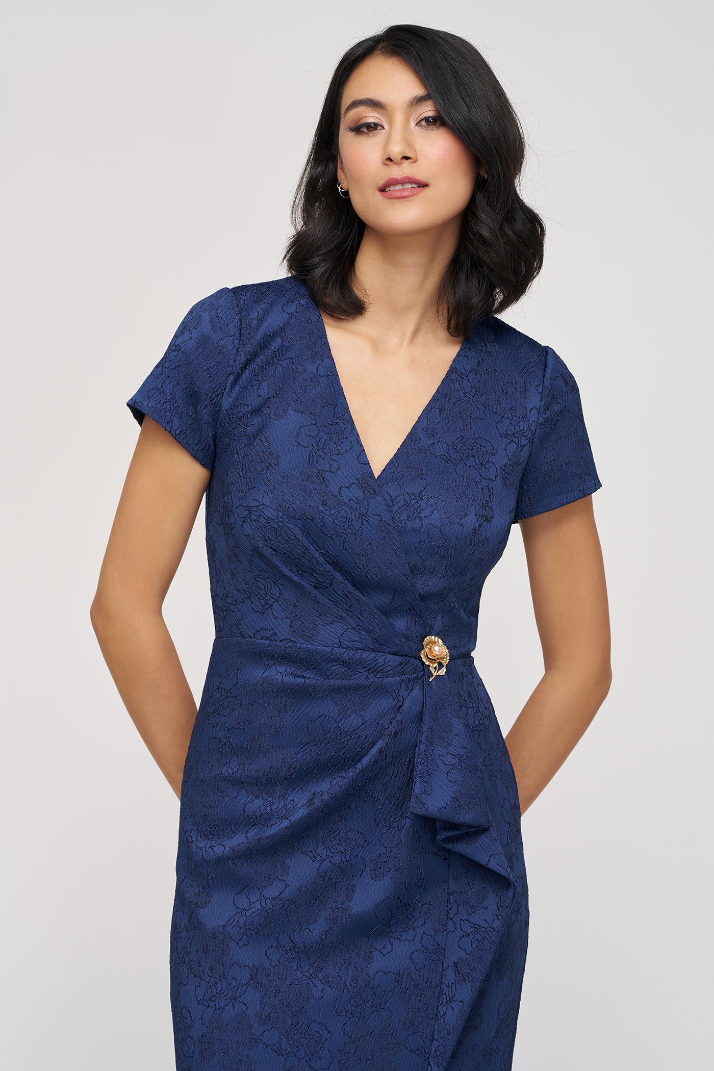 navy wrap dress Aidy Faux Wrap Gown