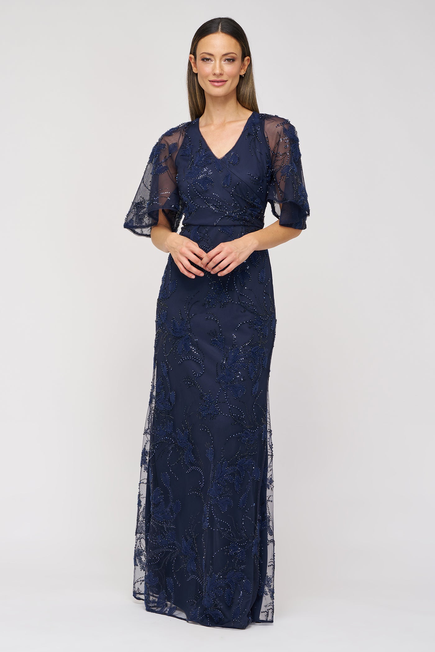 Alex Cape Sleeve Gown JS Collections Alex Cape Sleeve Gown JS Collections