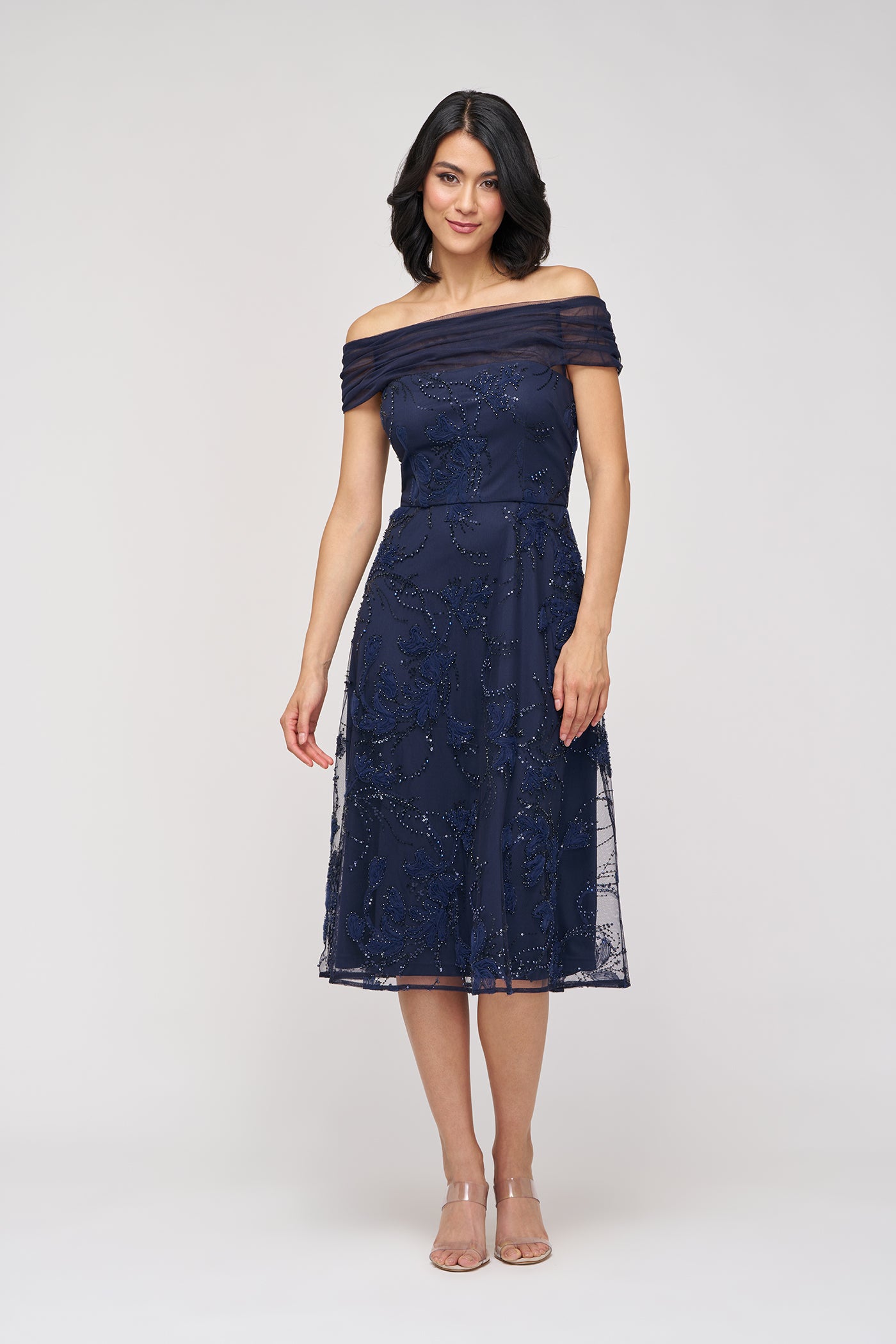 Gemma Off Shoulder Cocktail - 4 / Navy Gemma Off Shoulder Cocktail - 4 / Navy