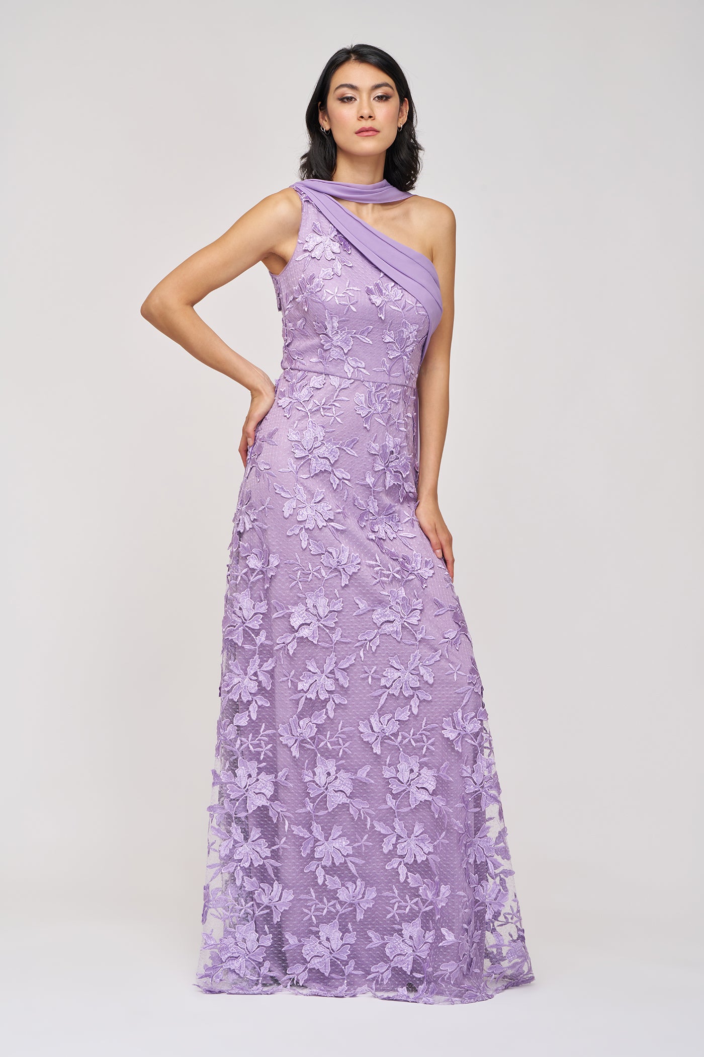 sachin and babi light blue dress The Andréa Pleated Belle Sleeve Gown Lavender / 12 main image 0