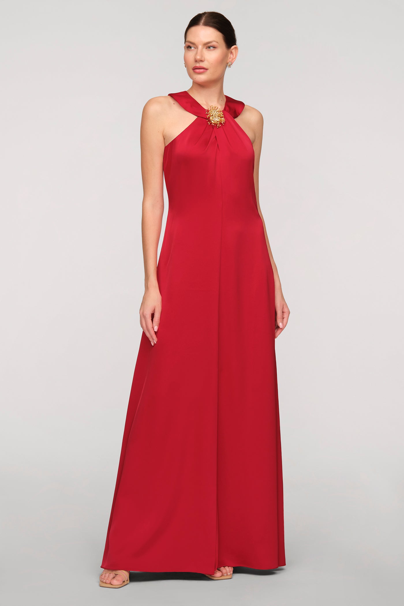 Maci Satin Halter Gown