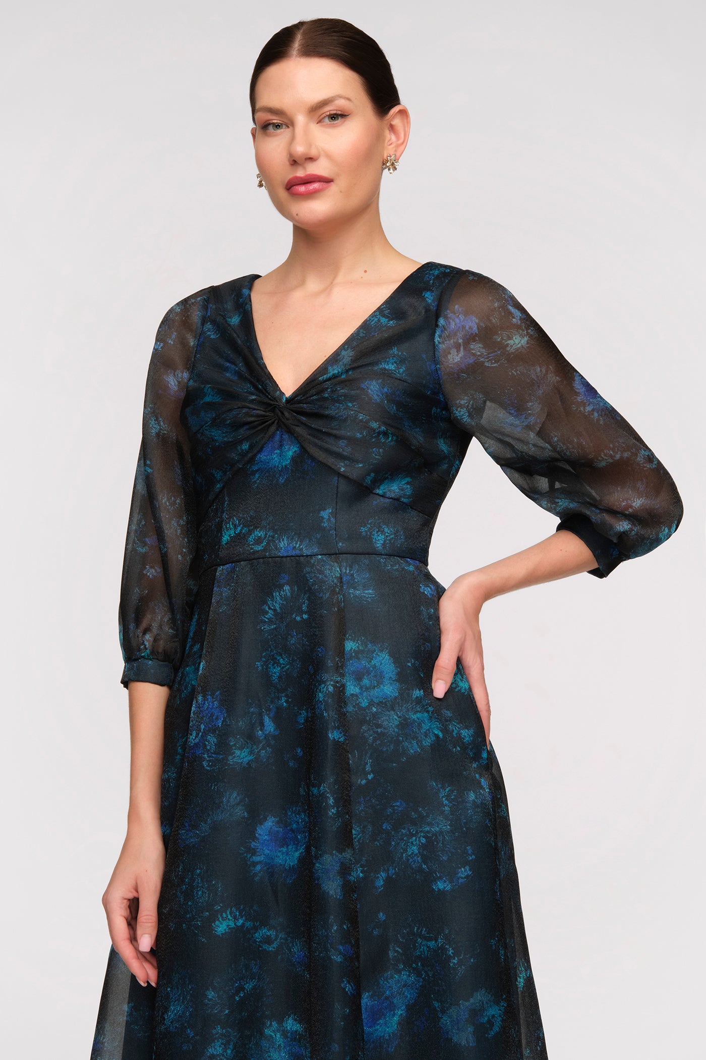 Elani Printed Organza Gown