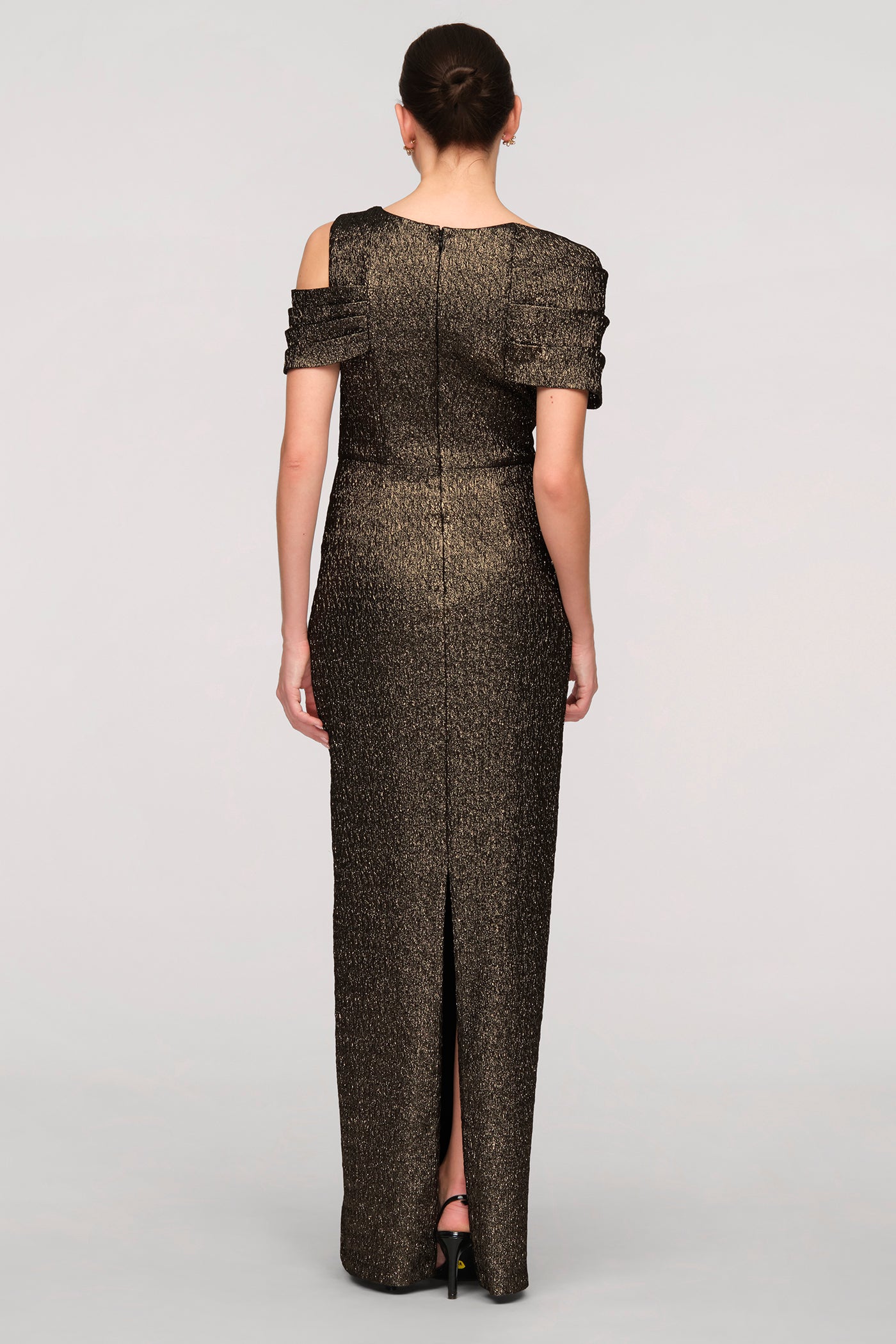 Peach Asymmetric Column Gown