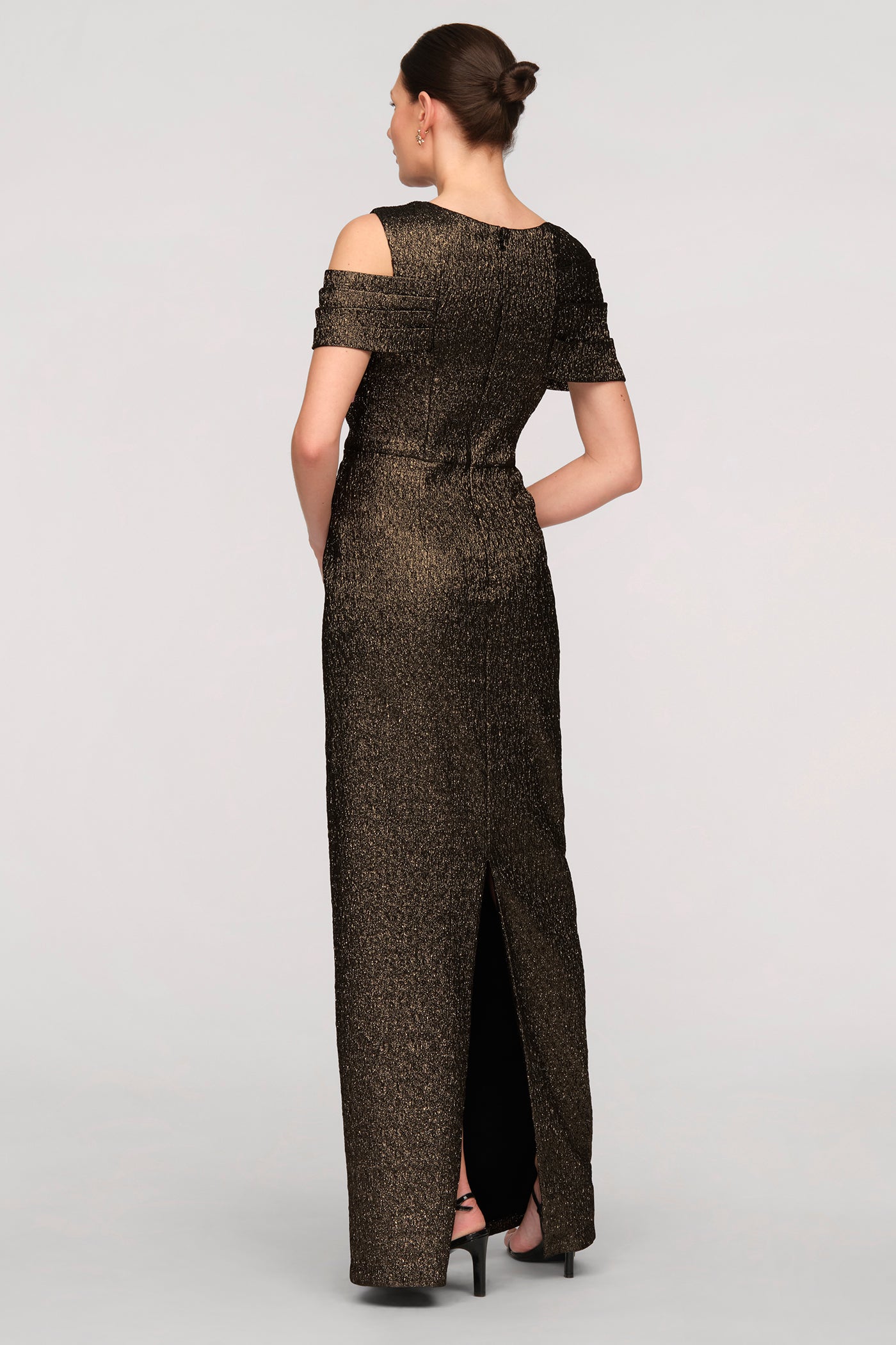 Peach Asymmetric Column Gown
