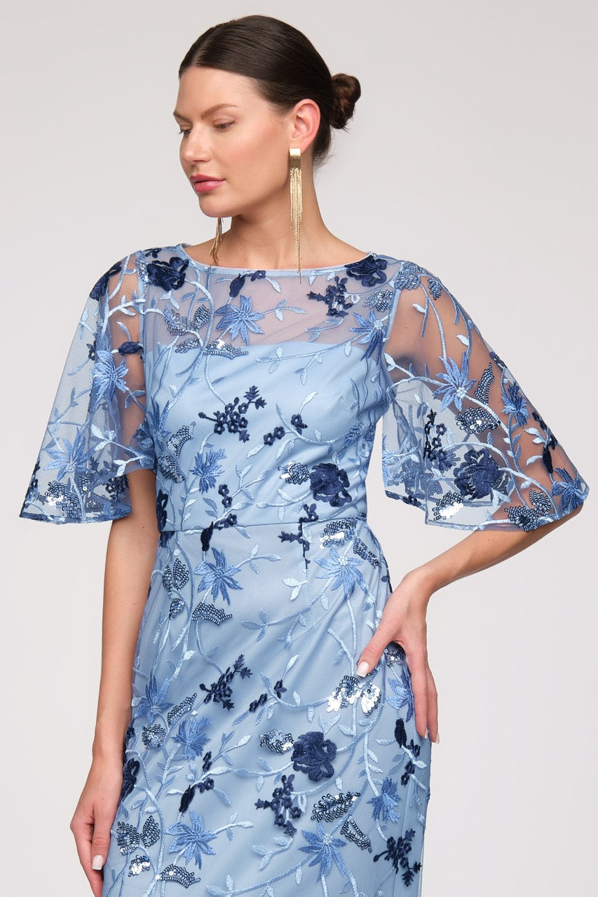 Daphne Flutter Column Gown