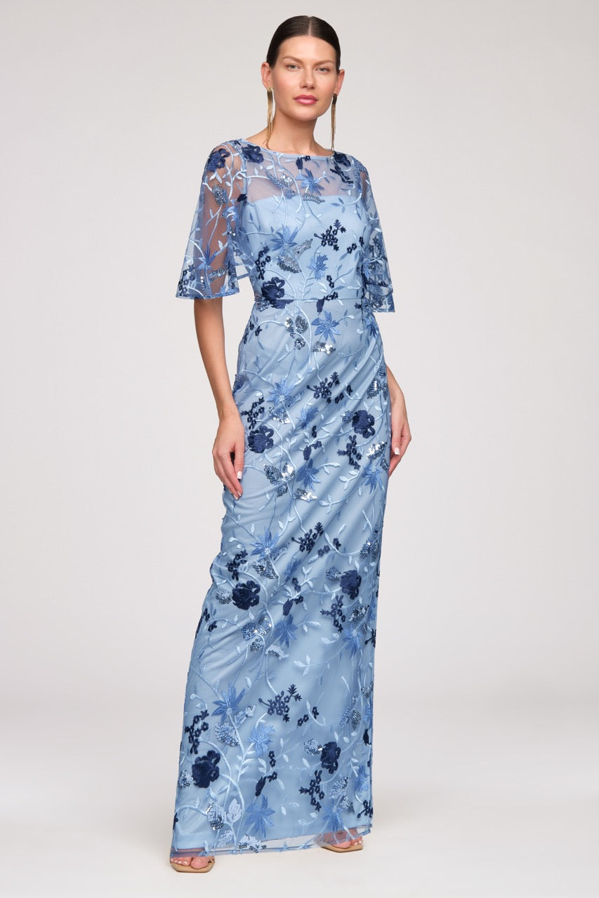 Daphne Flutter Column Gown