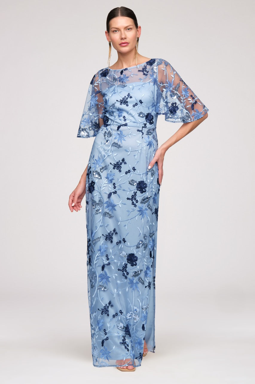 Daphne Flutter Column Gown