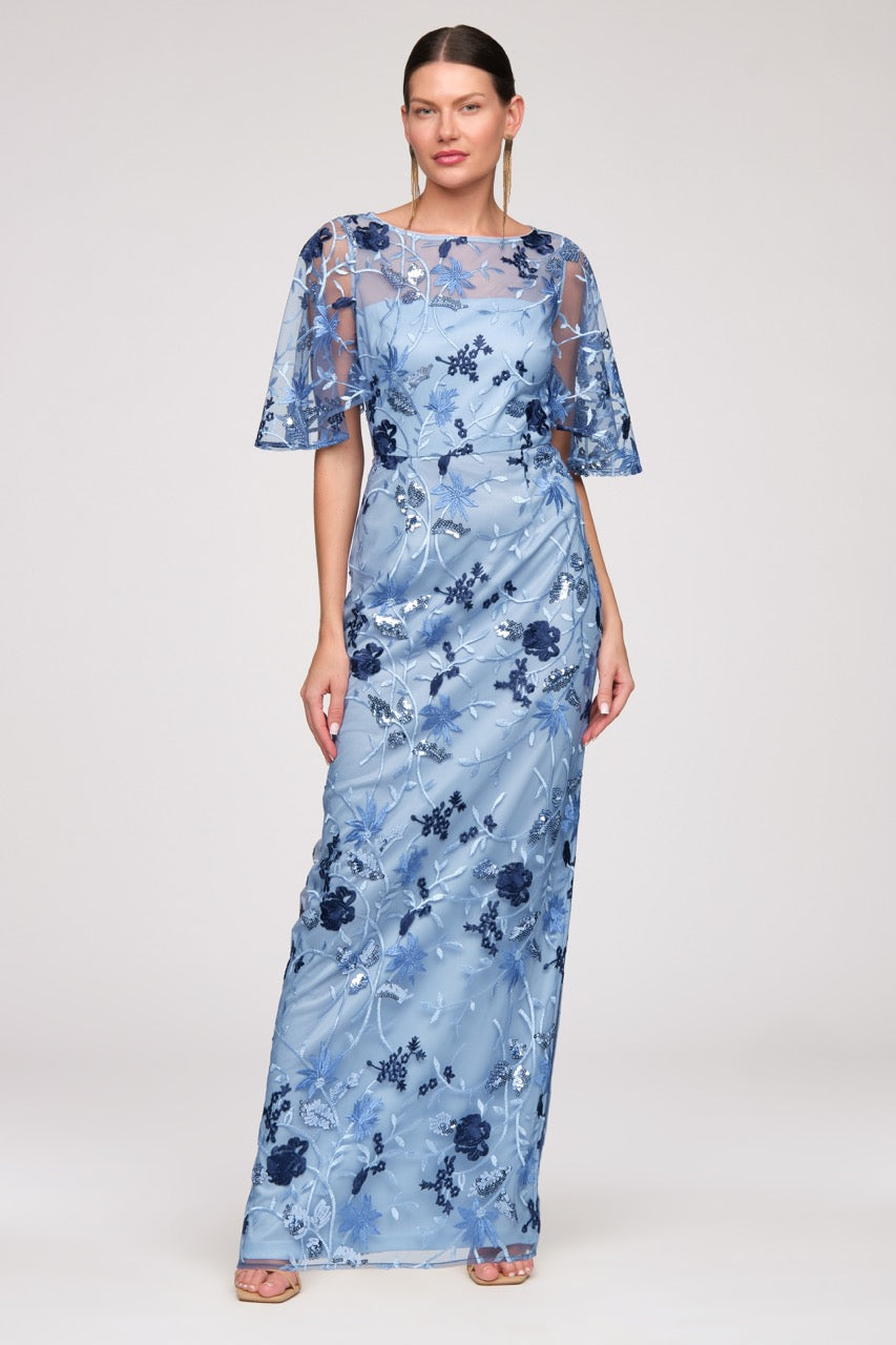 Daphne Flutter Column Gown