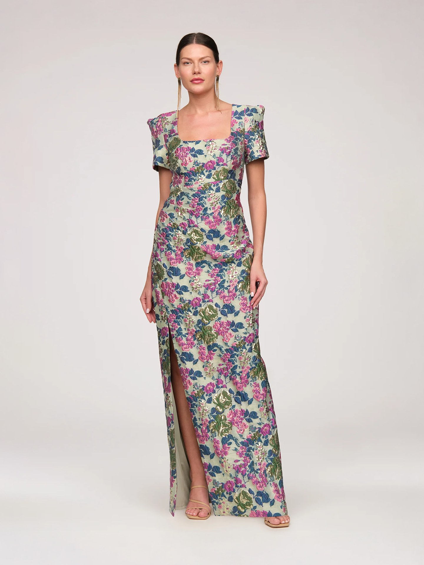 js collections midi dress JS Collections Zoey A-Line Meadow Jacquard Midi Dress