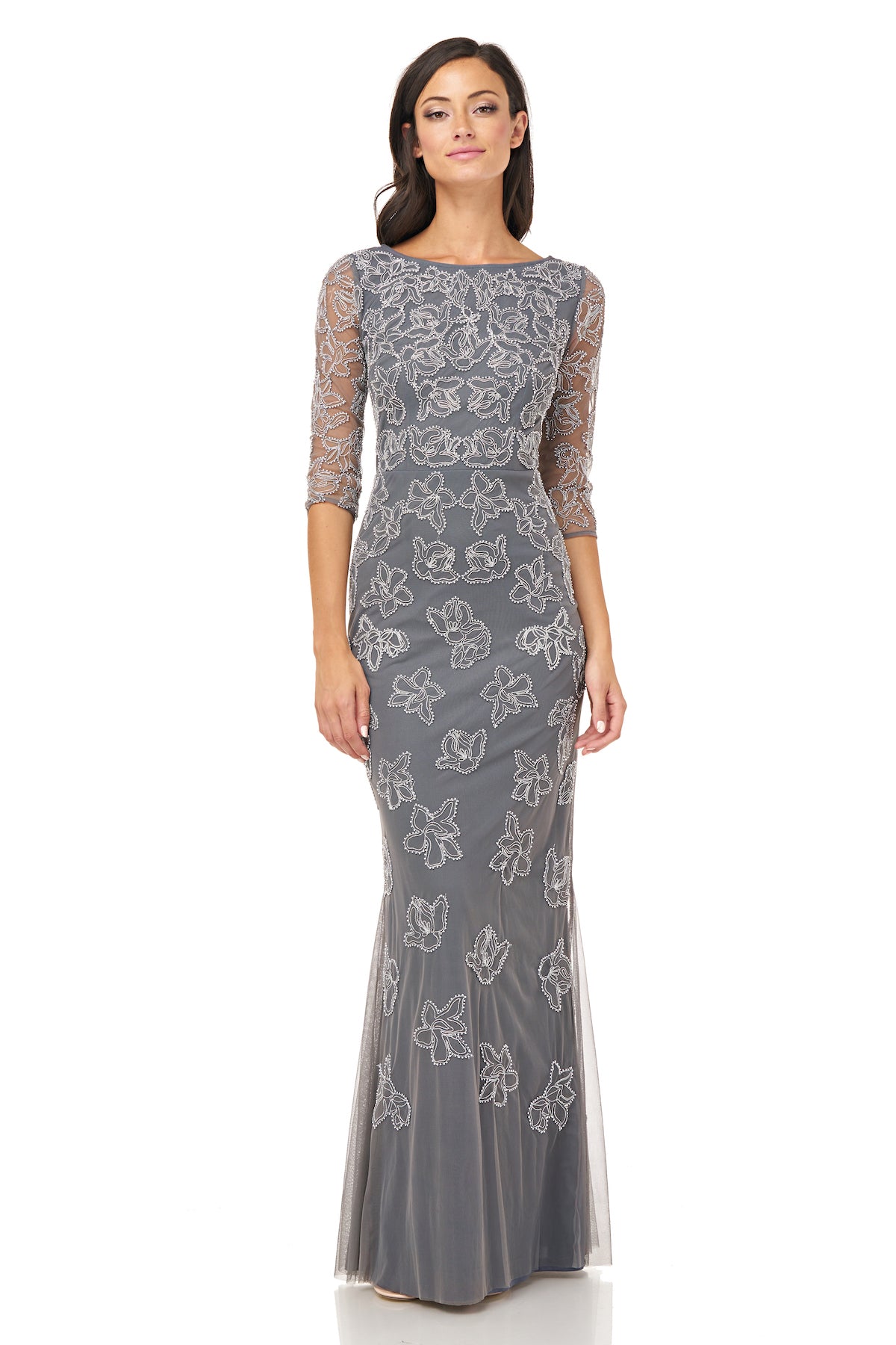 Pearl Trim Metallic Dori Gown