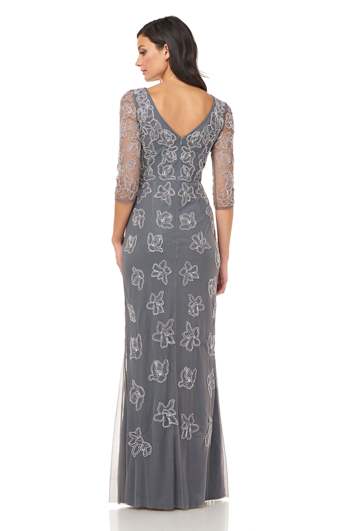 Pearl Trim Metallic Dori Gown